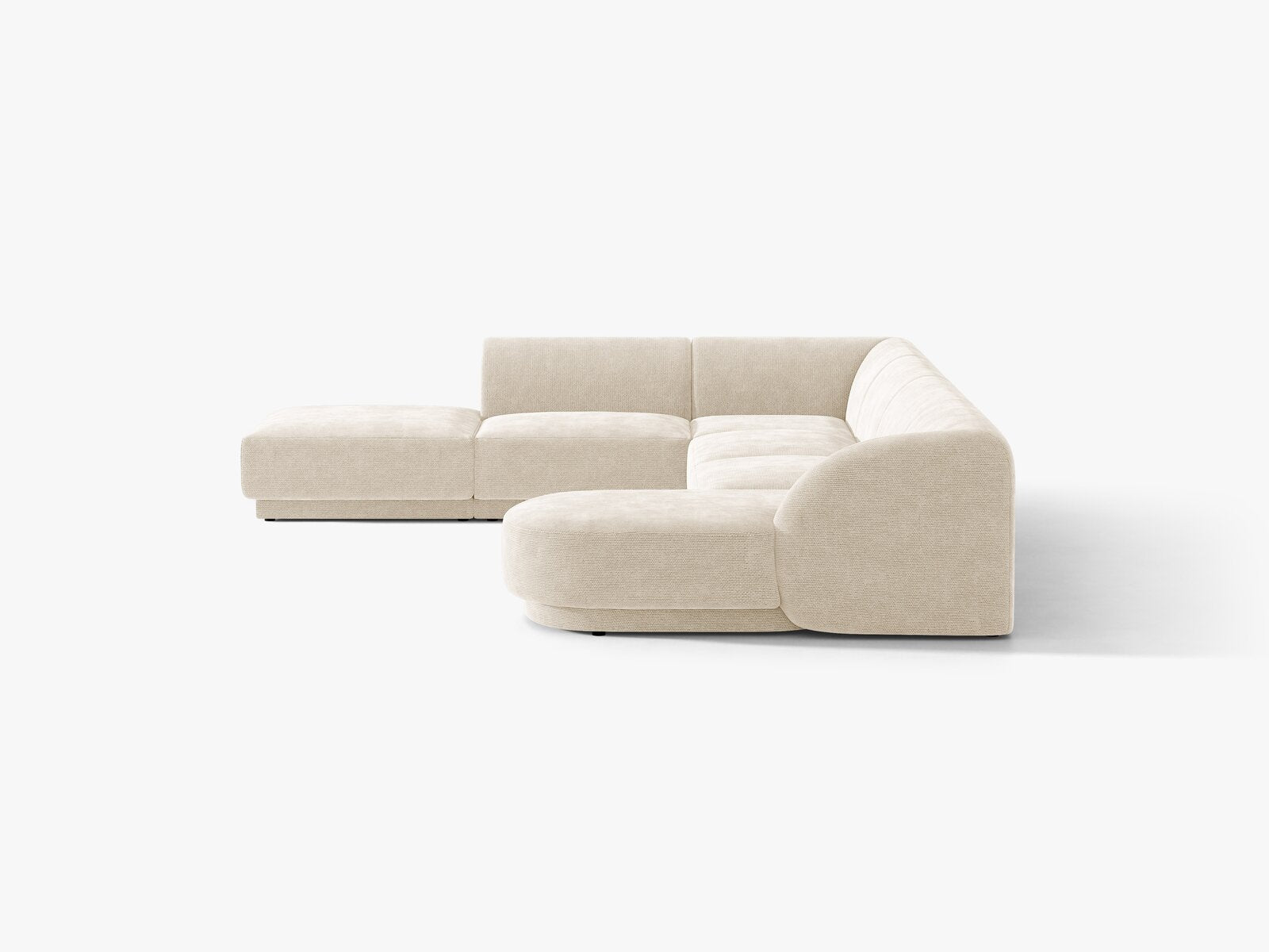Micadoni Panorama-Ecksofa Miley 6-Sitzer Links Chenille Eden Elfenbein