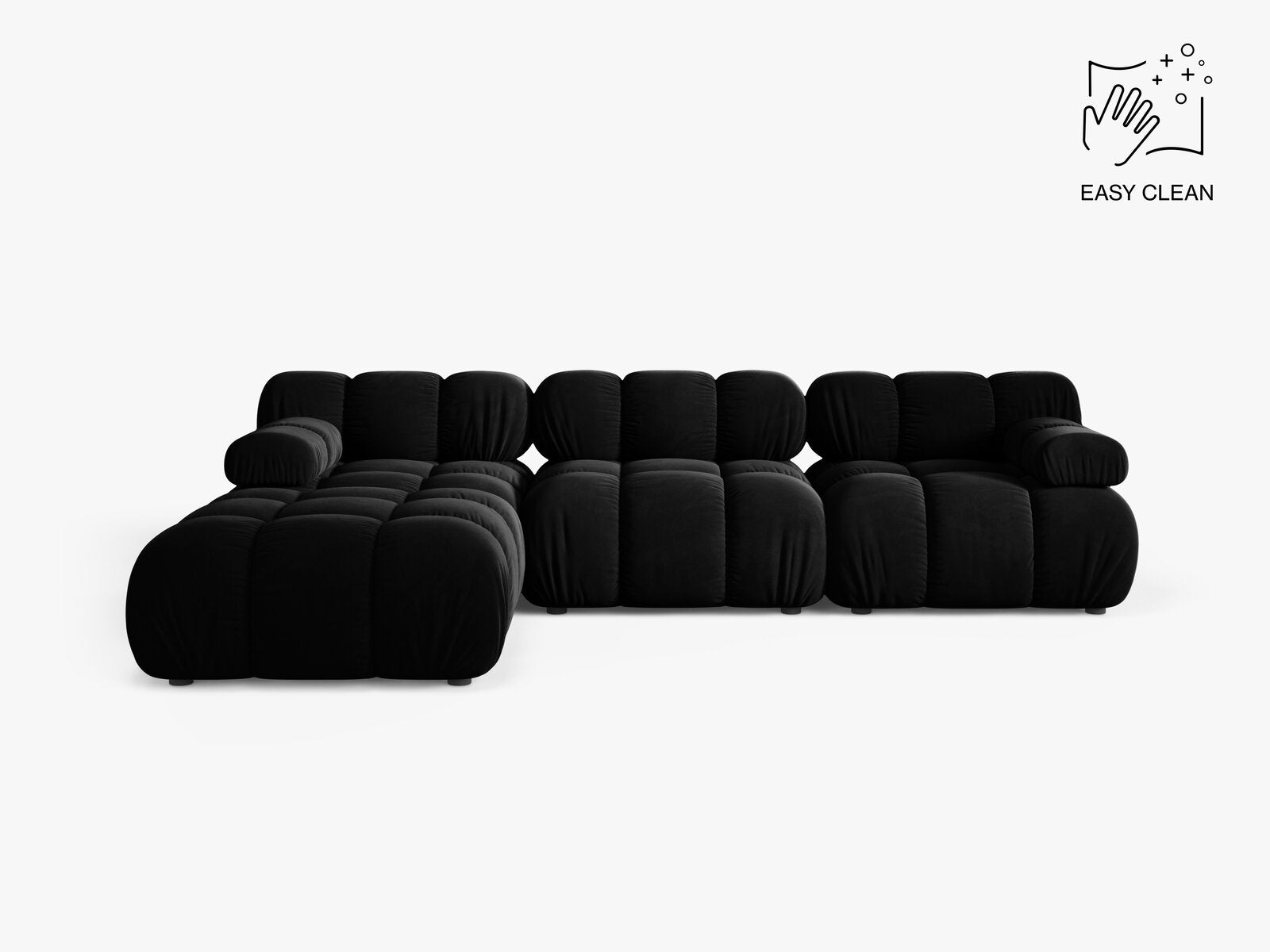 Micadoni Modulares Sofa Bellis 4-Sitzer mit flachem Modul Samt Venus Schwarz