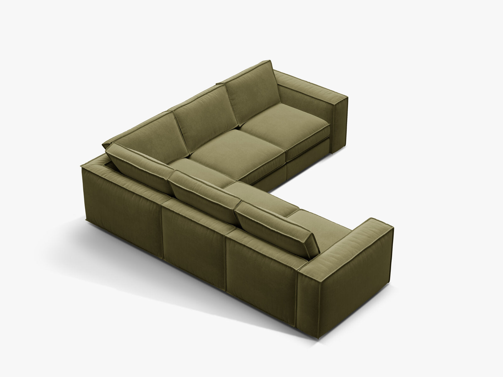 Micadoni symmetrisches modulares Ecksofa Pola 4-Sitzer Grün