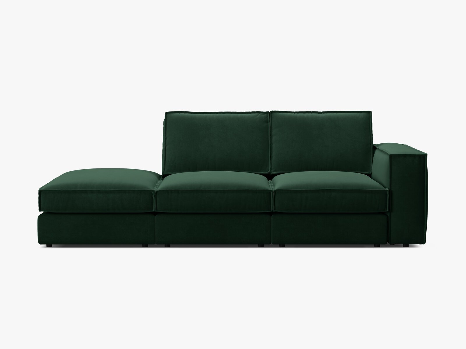 Micadoni modulares offenes Sofa Pola 3-Sitzer Links Samt Salvador Flaschengrün