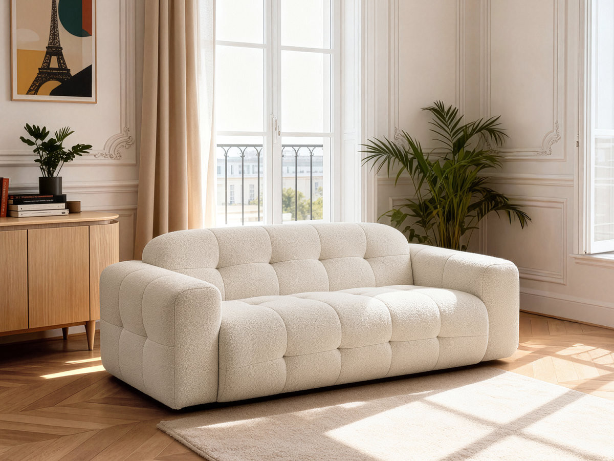 Bobochic Laura Sofa 3-Sitzer Melange-Stoff Beige
