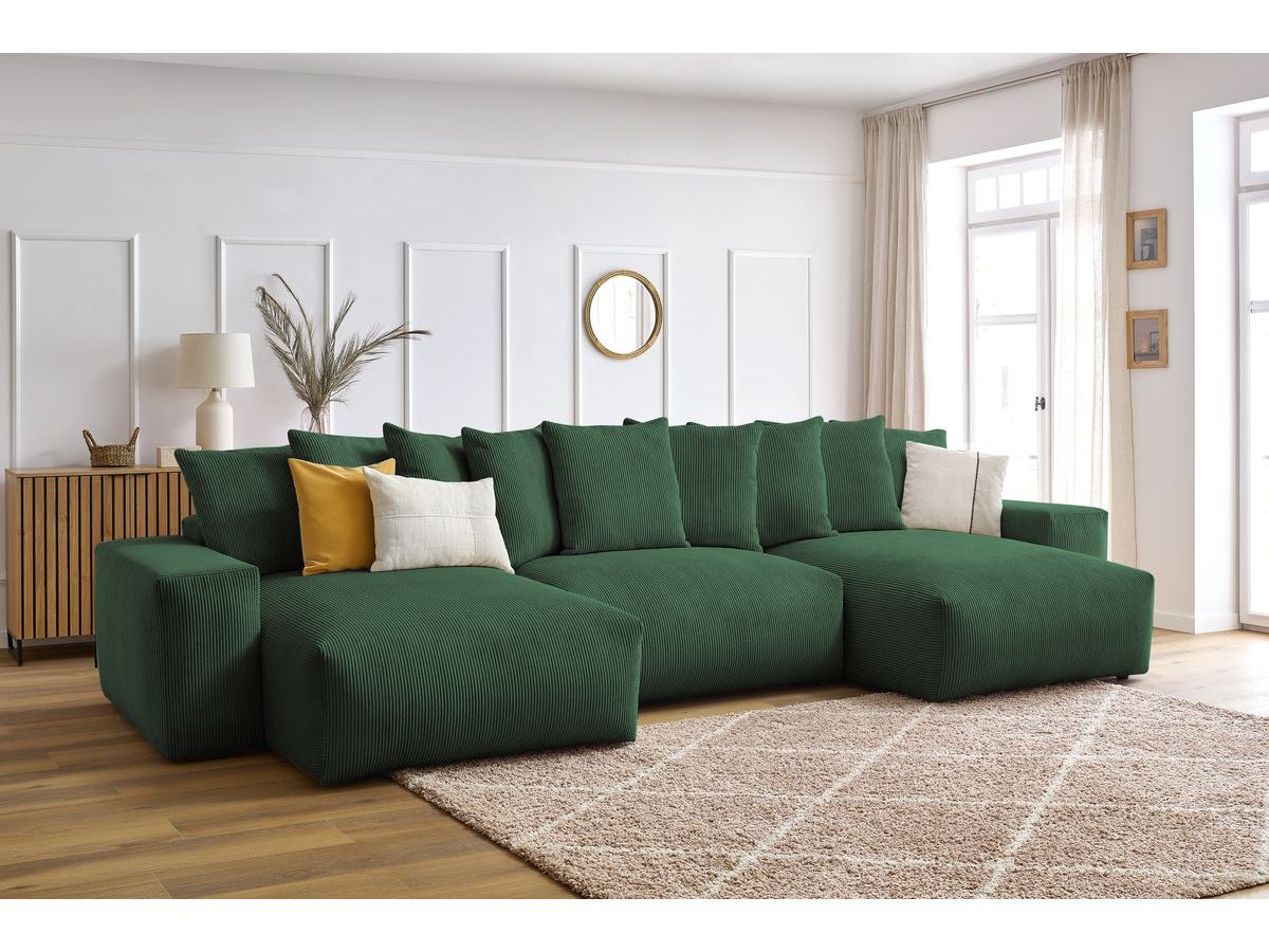 Bobochic Voltaire Wohnlandschaft 420 × 165 cm Cordsamt Grün