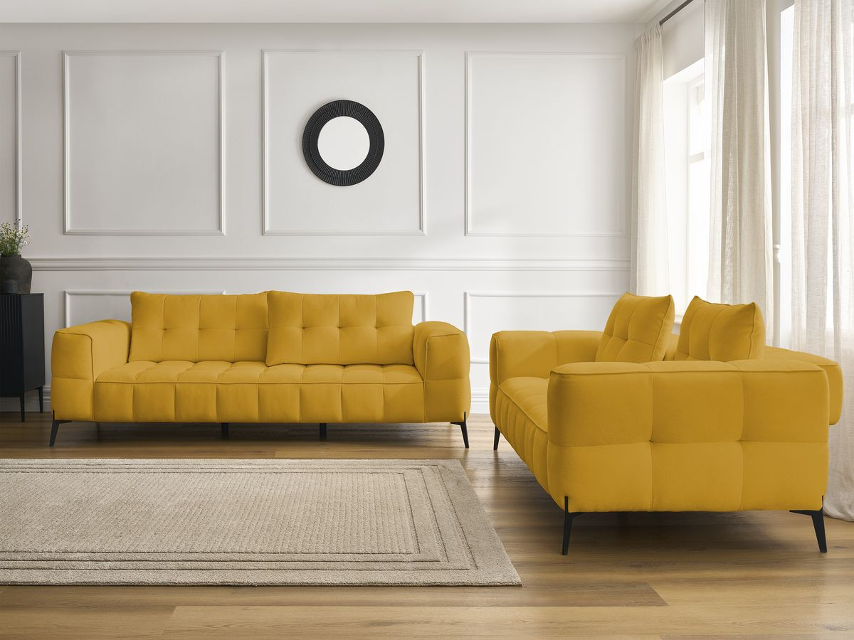 Bobochic Anis Sofa-Set 3- und 2-Sitzer Strukturstoff Gelb