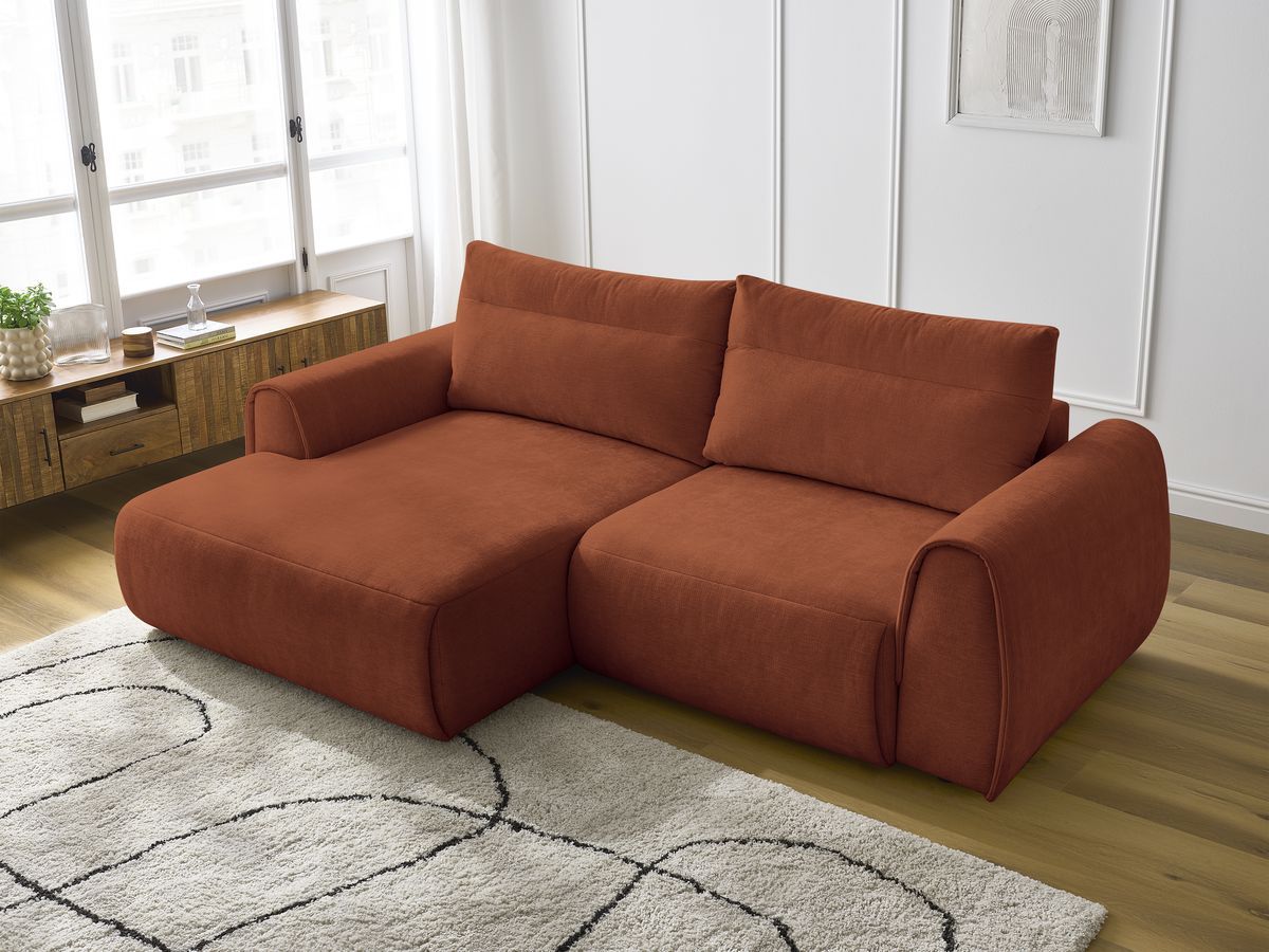 Bobochic Aden Ecksofa 246 × 152 cm Stoff Orange Ecke links