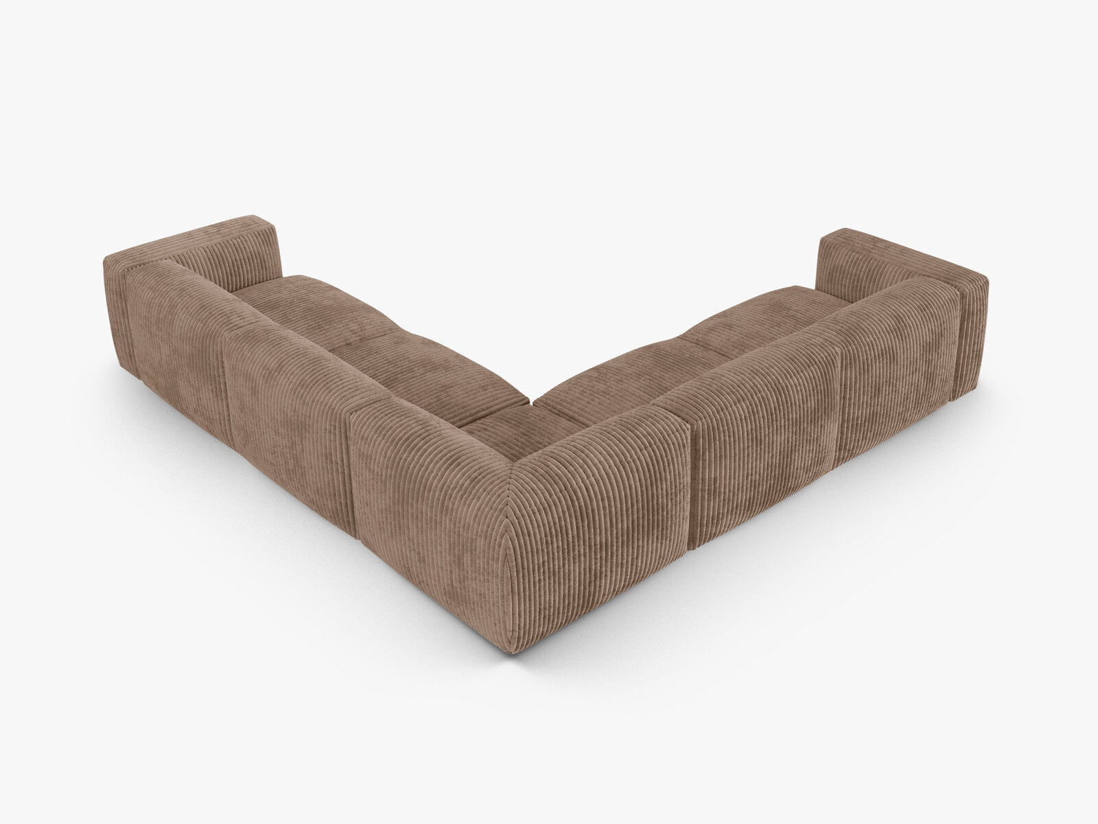 Micadoni modulares symmetrisches Ecksofa XL Martina 5-Sitzer 90cm Sitztiefe Kord Tilia Eichel