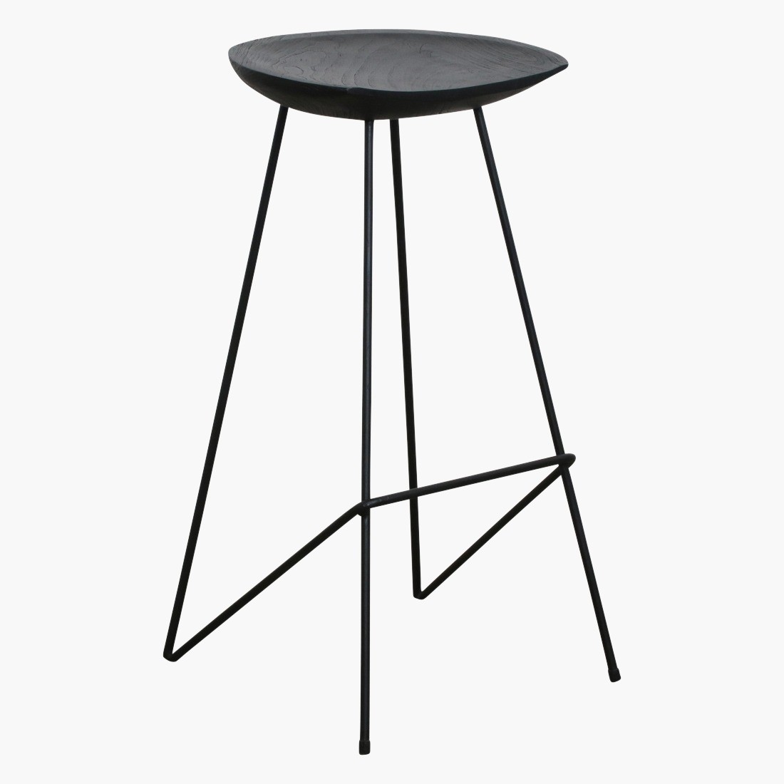 Raw Materials Loft Barhocker aus Teakholz schwarz 41x42x77cm