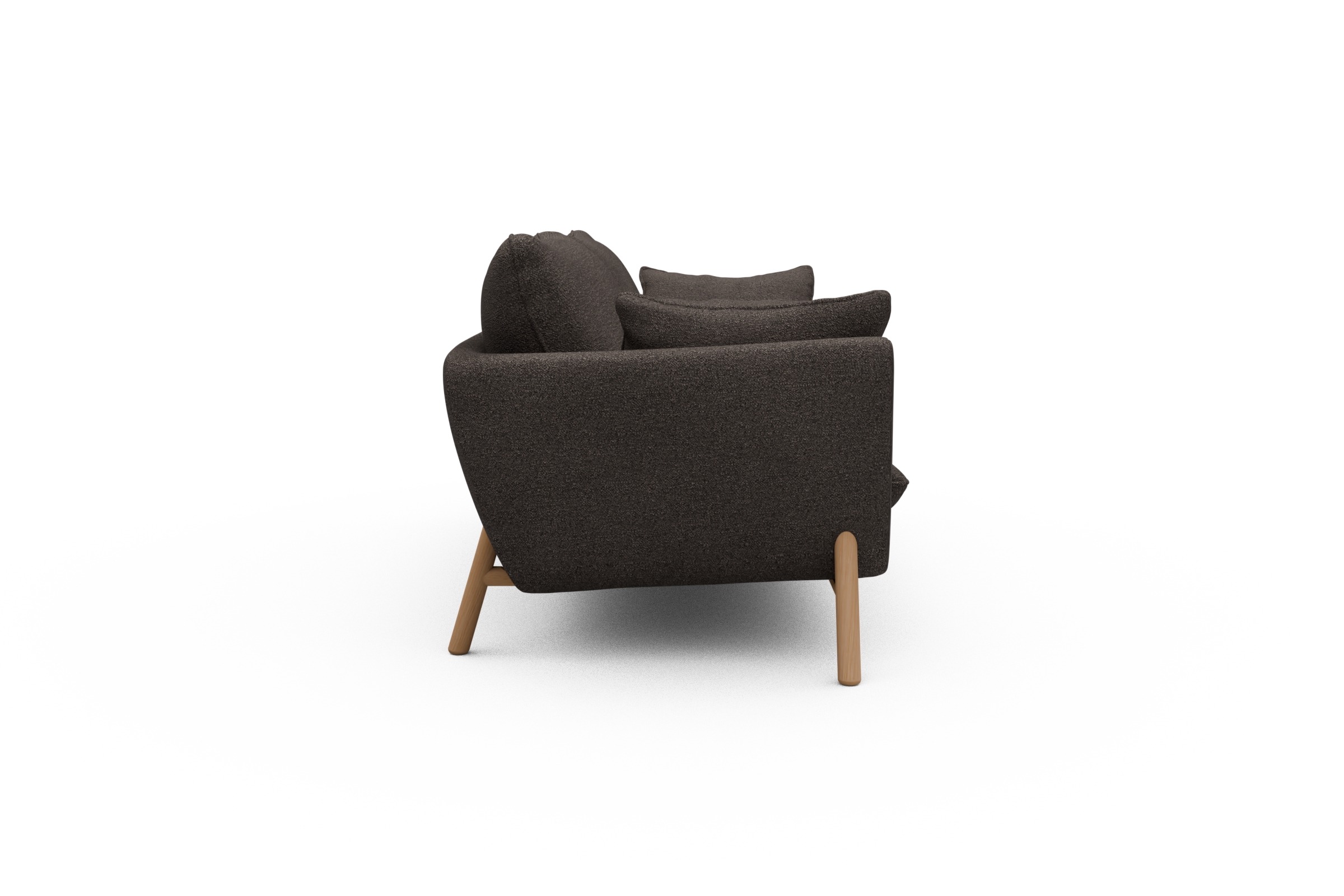 Sofa Emil 3-Sitzer Beinfarbe Eiche Natur Boucle-Taupe