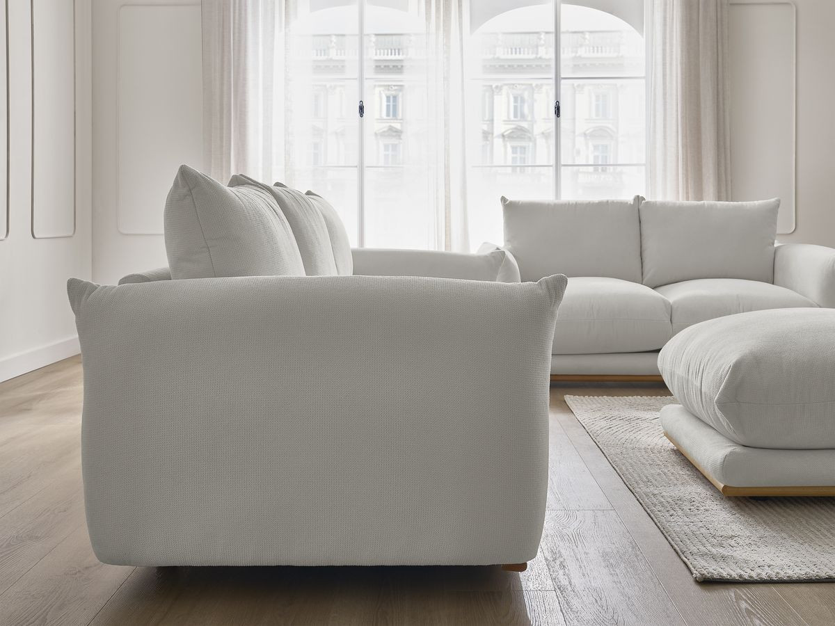 Bobochic Ernest Sofa 6-Sitzer mit Pouf Stoff Hellgrau