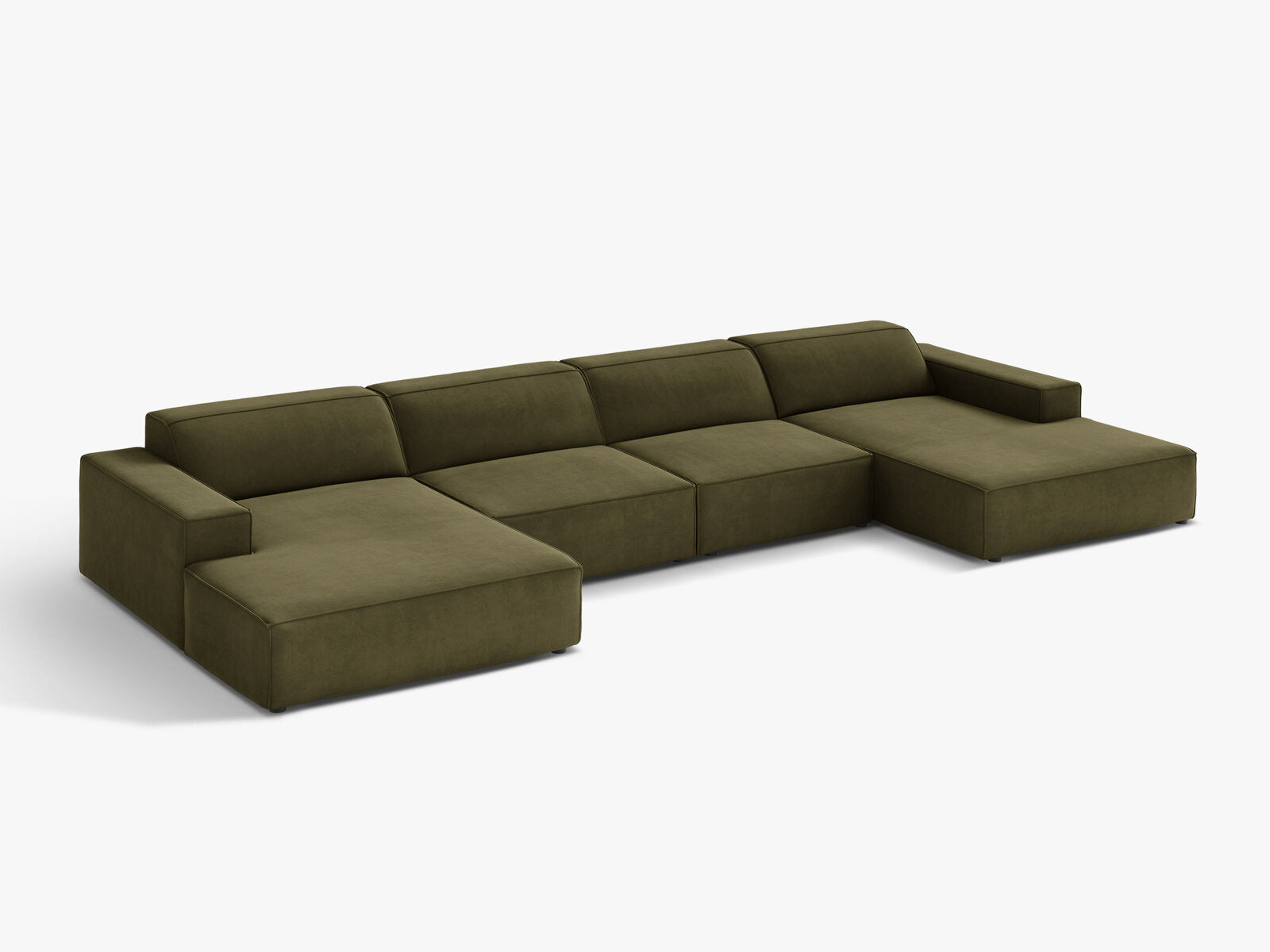 Micadoni Panorama-Sofa Jodie 6-Sitzer Samt Bluvel Grün