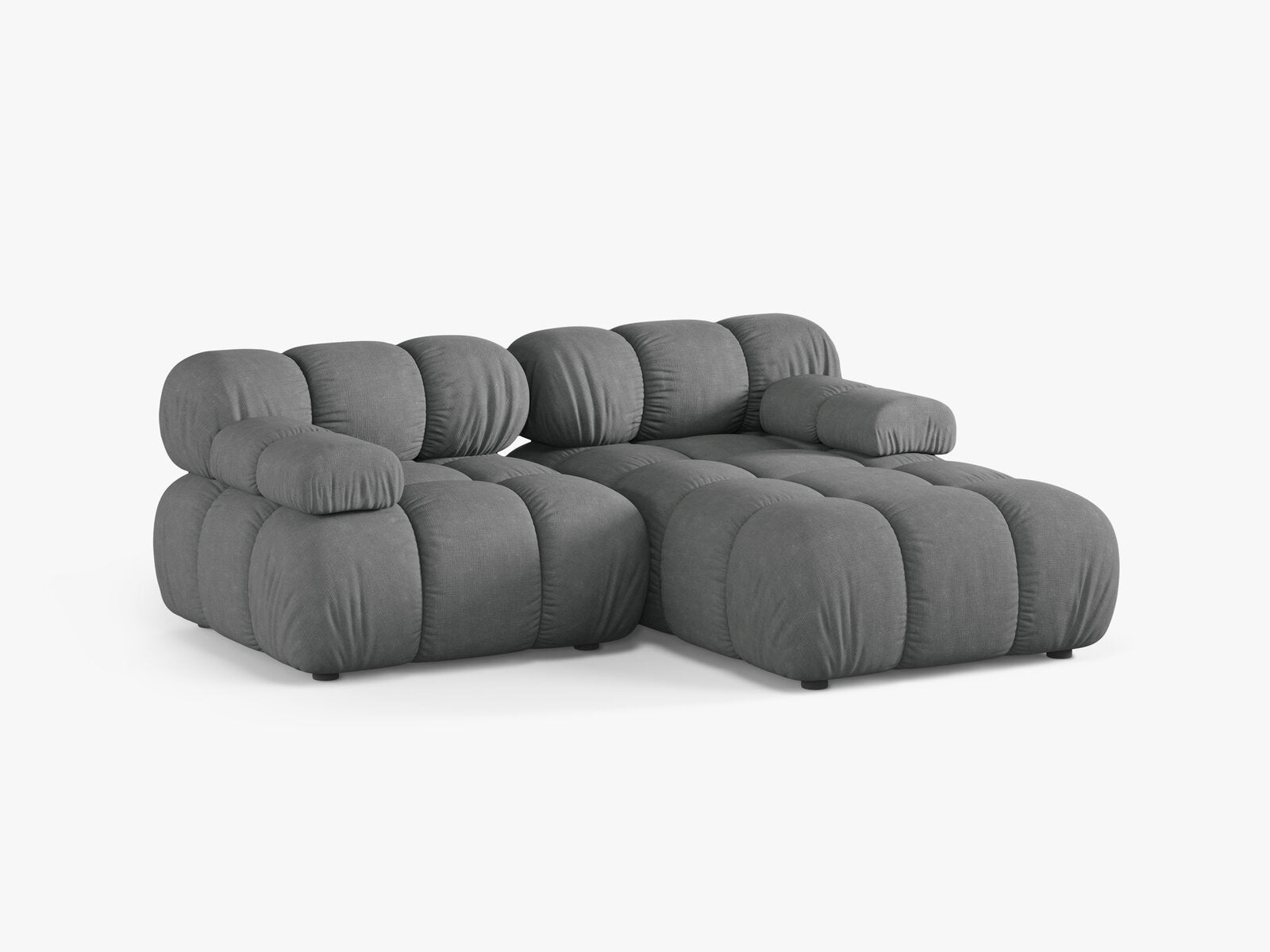 Micadoni Modulares Ecksofa Bellis 3-Sitzer Rechts Strukturierter Stoff Liberty Grau