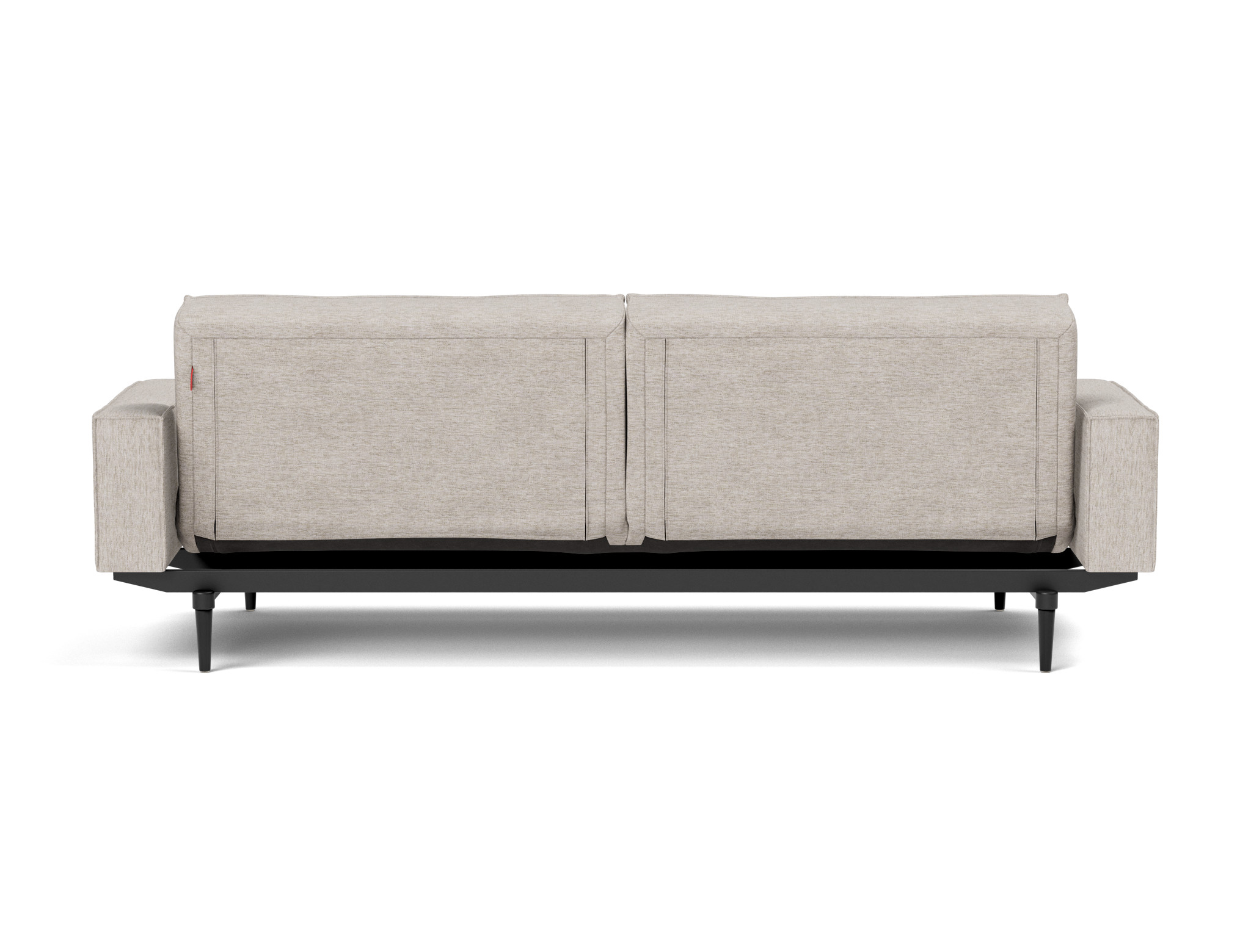 Schlafsofa Splitback mit Armlehnen Chenille Yuveno 471-Sand Beine Styletto Eiche schwarz