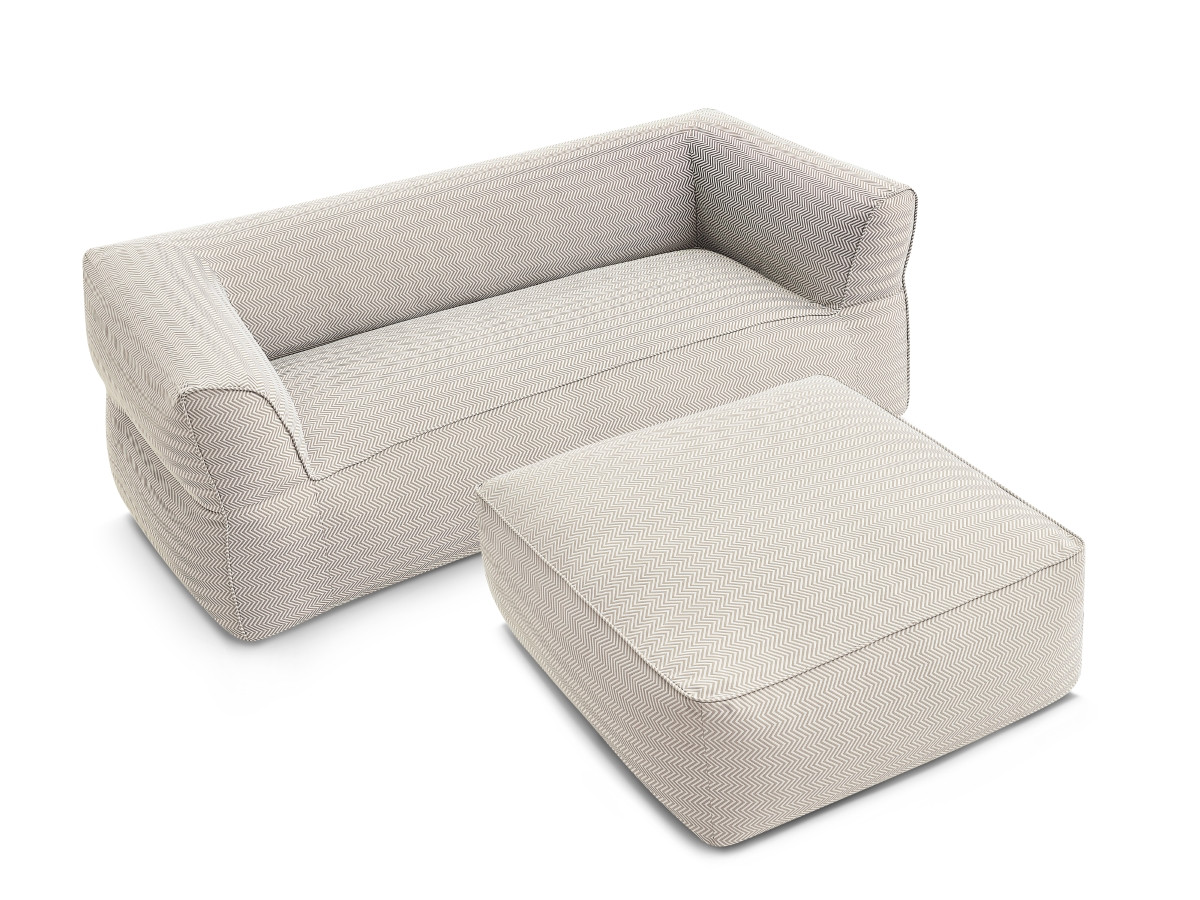 Bobochic Nour Gartensofa 4-Sitzer mit Pouf Stoff Beige