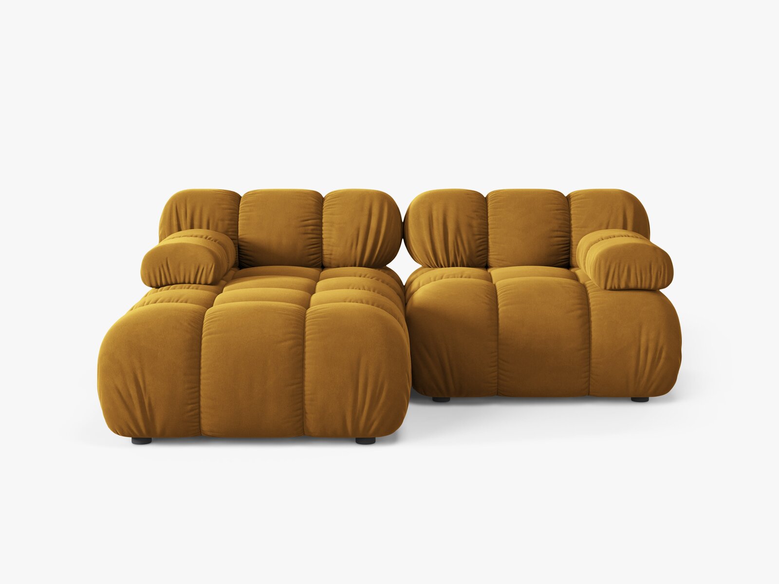 Micadoni Modulares Ecksofa Bellis 3-Sitzer Links Samt Bluvel Gelb