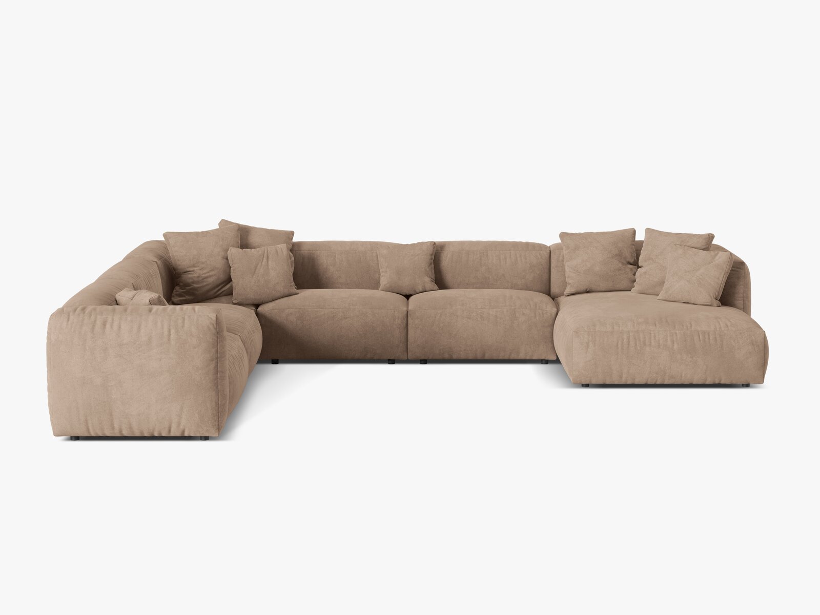 Micadoni modulares Ecksofa XL Martina 6-Sitzer Links Samt Vogue Dunkelbeige