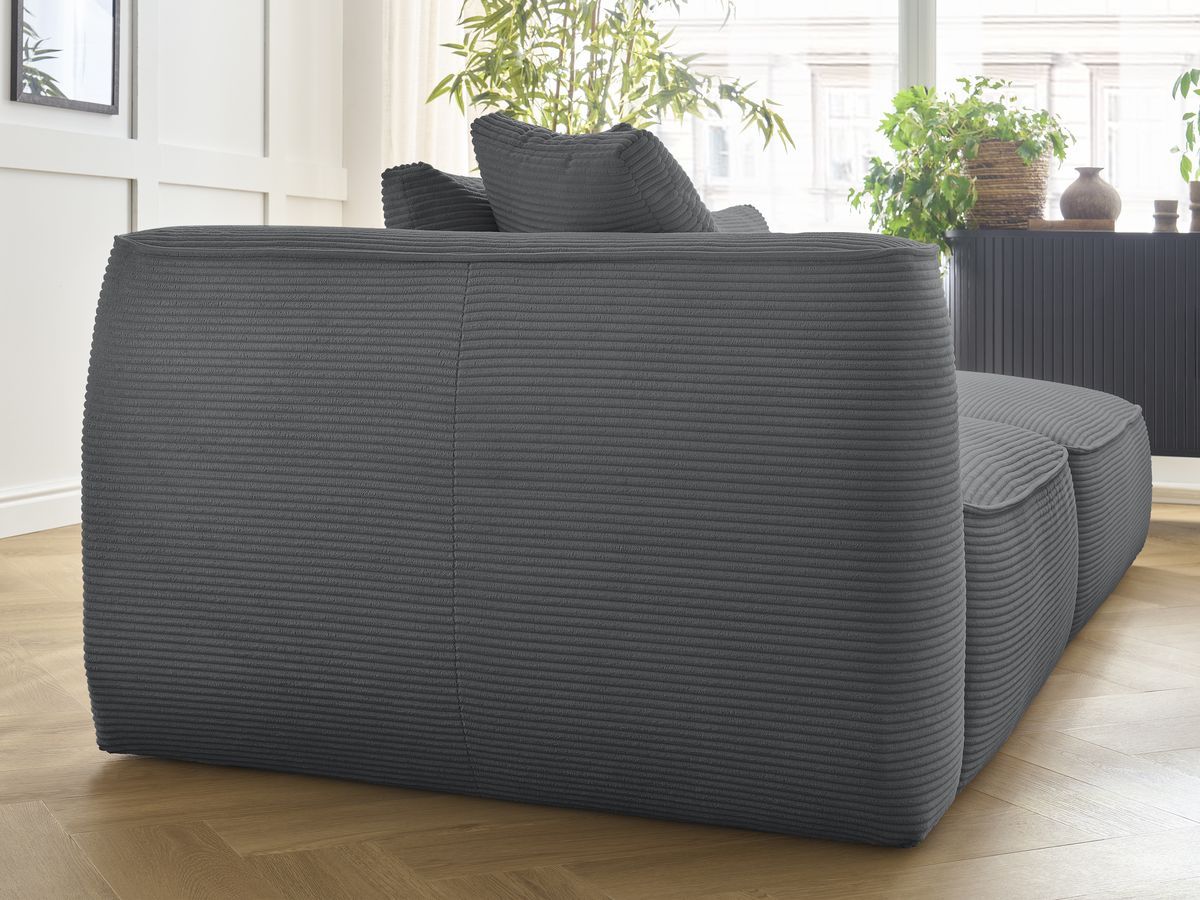 Bobochic Leopold Sofa 4-Sitzer mit Pouf Cordsamt Dunkelgrau Armlehne links