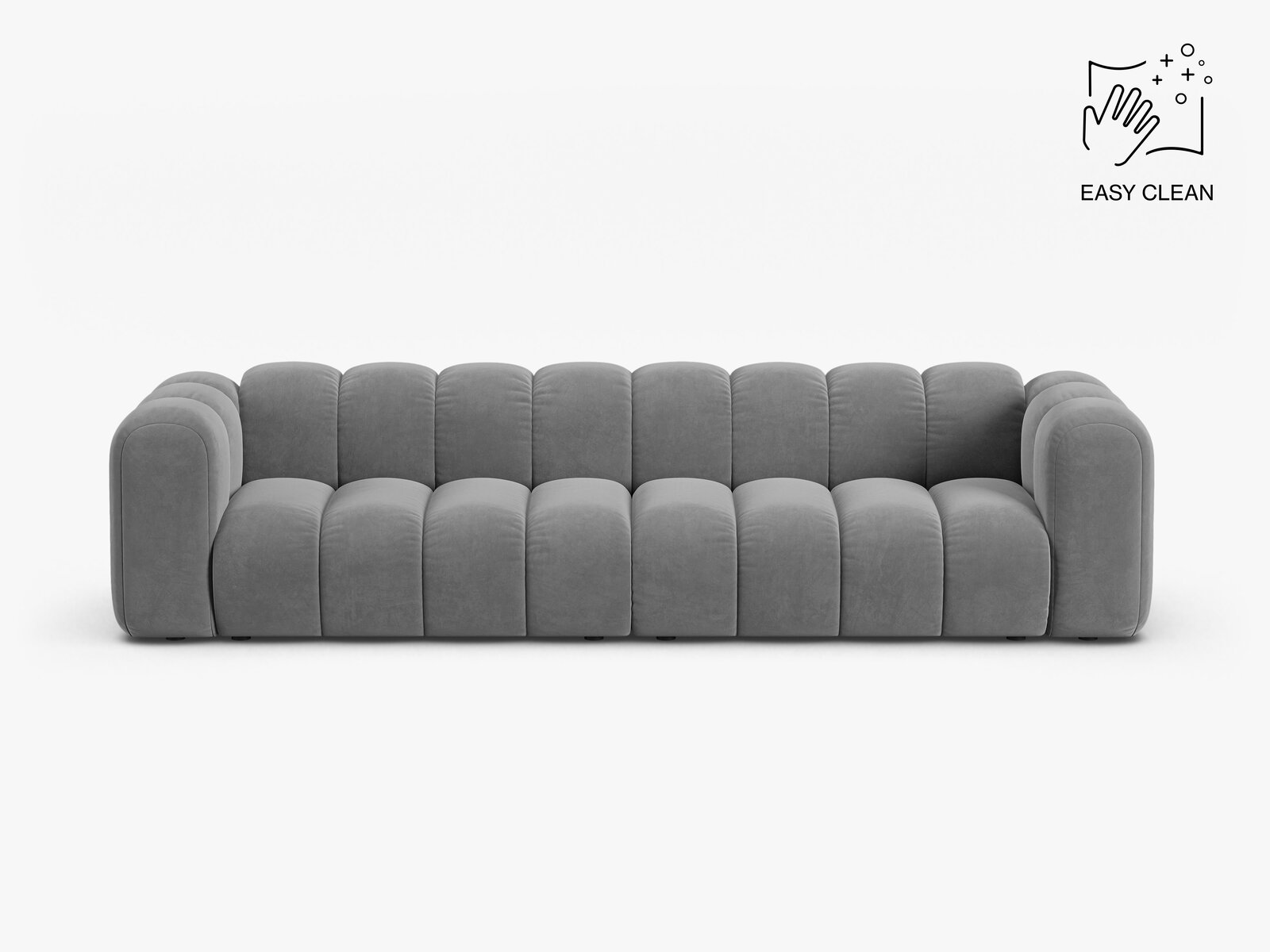 Micadoni Modulares Sofa Lupine 4-Sitzer Samt Venus Hellgrau