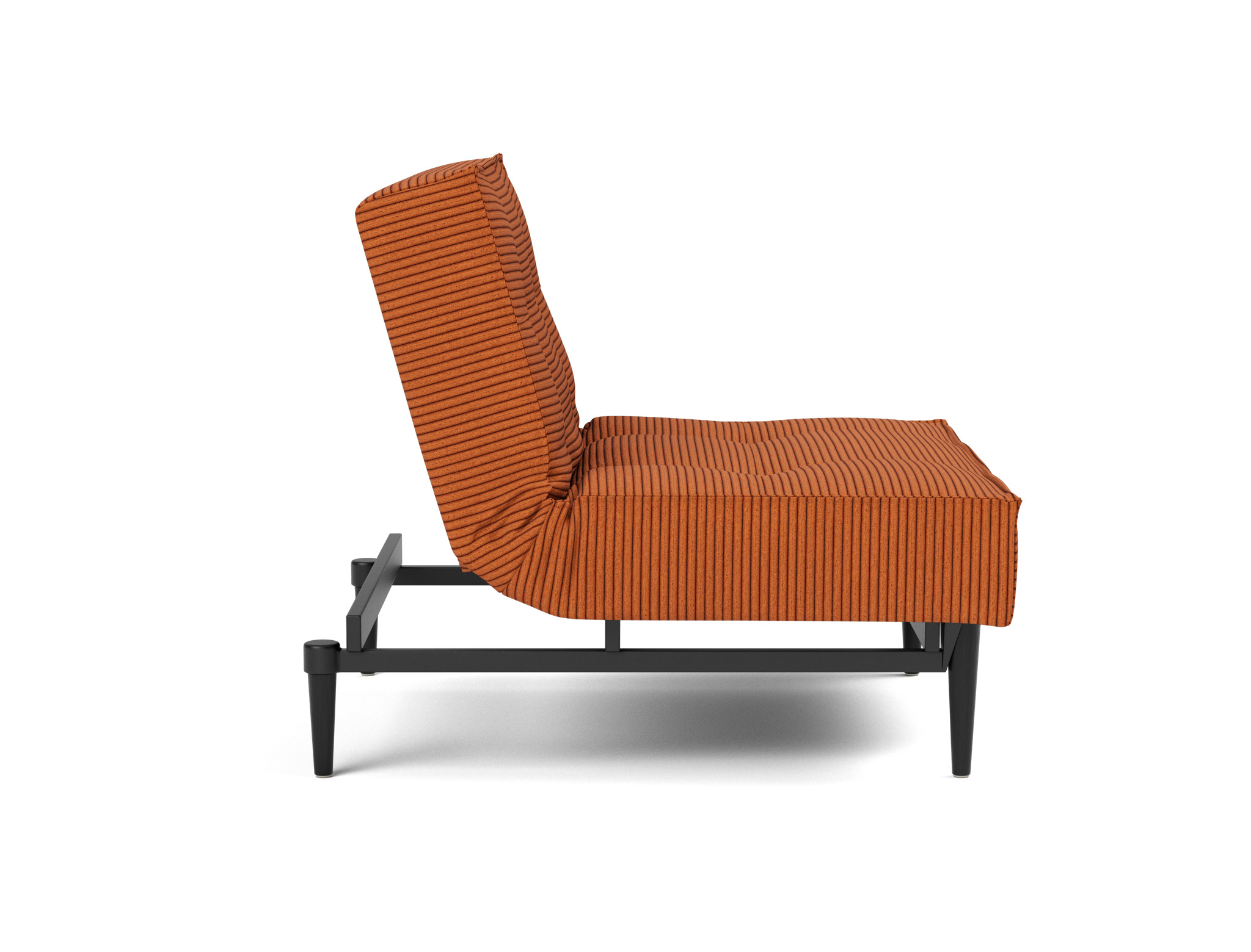 Sessel Splitback Kord Corduroy 595-Burnt-Orange Beine Styletto Eiche schwarz