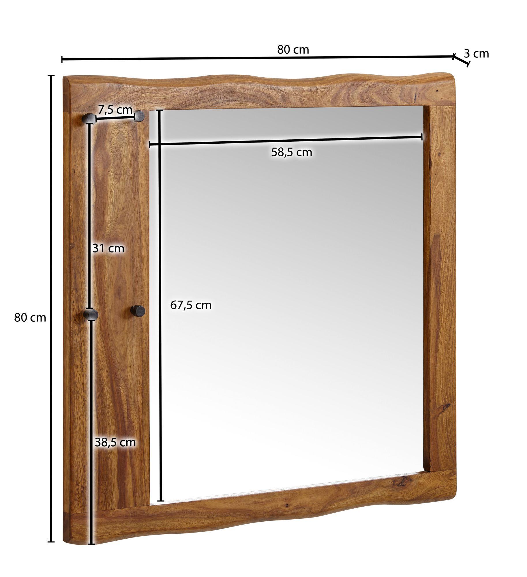 Wandspiegel Raufarhofn Massivholz Dunkelbraun 80 × 3 × 80 cm