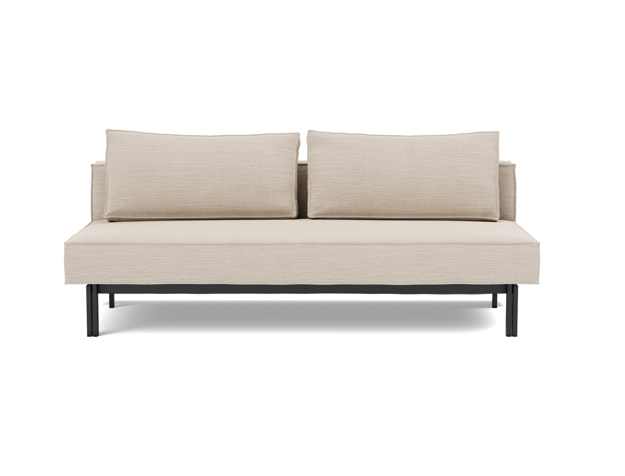 Schlafsofa Sly Webstoff Blida 612-Sand-Grey Beine Schwarzes Metall