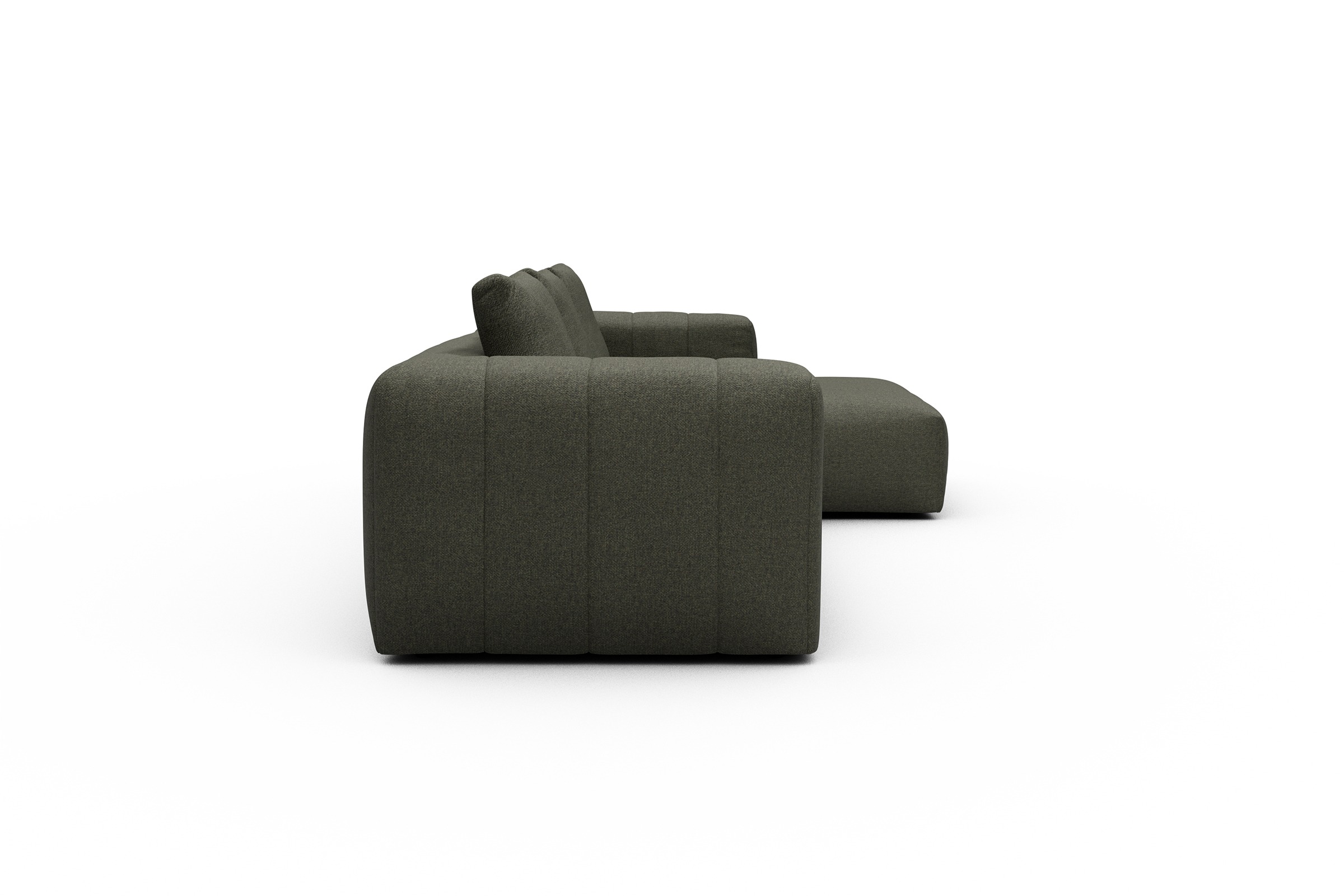 Ecksofa Hugo 2,5-Sitzer Armlehne links mit Chaiselongue Sama-Winter-Moss