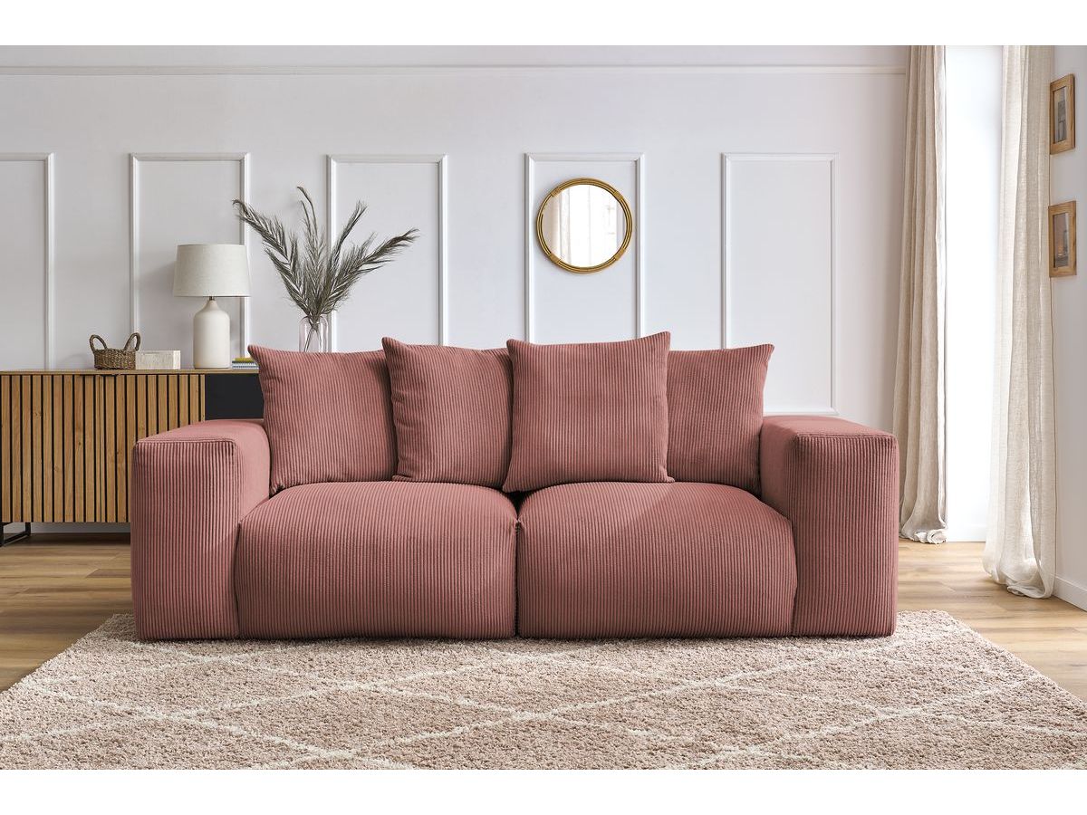 Bobochic Voltaire Sofa 3-Sitzer 248 × 100 cm Cordsamt Rosa
