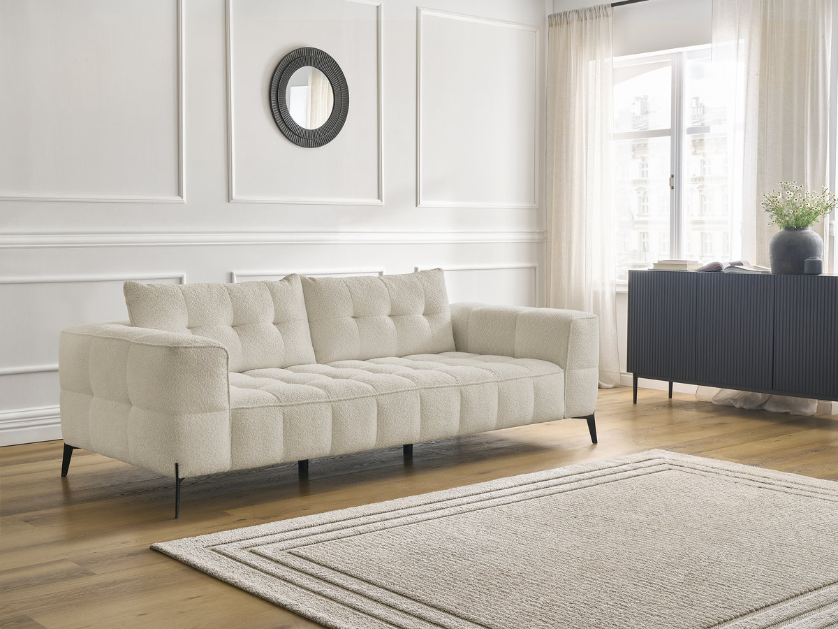 Bobochic Anis Sofa 3-Sitzer Bouclé-Stoff Beige