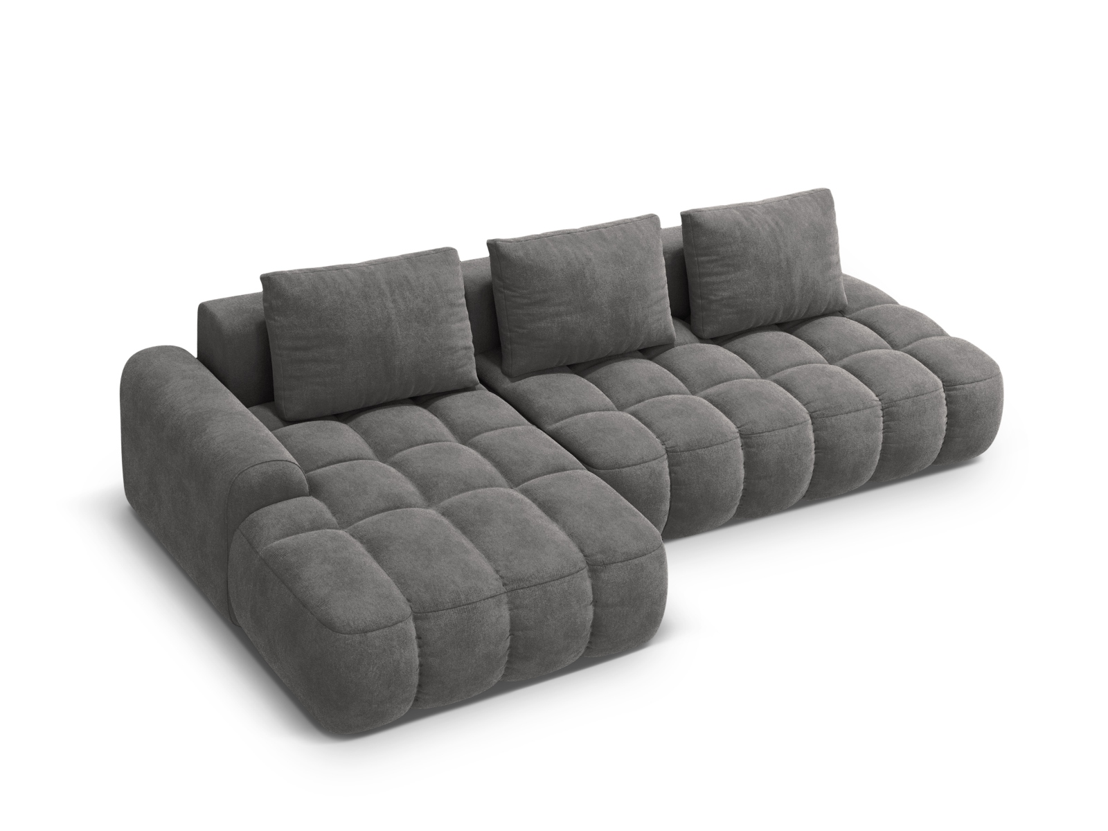 Cosmopolitan Design Ecksofa Linz 3-Sitzer offen mit Schlaffunktion Samt Vogue Grau Links