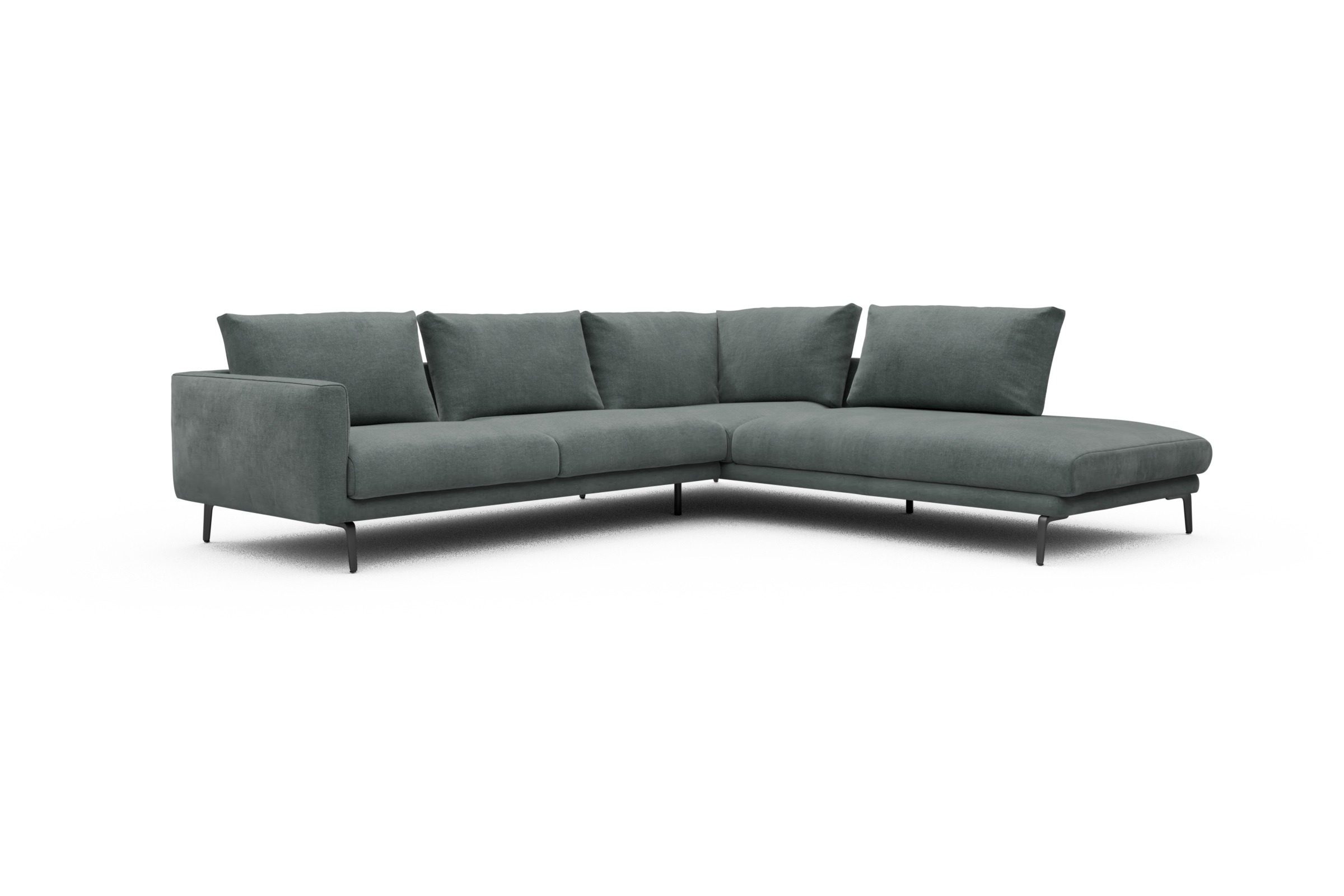 Ecksofa Karl Relax-Ecke rechts mit 2,5-Sitzer Smooth-Silver-Grey