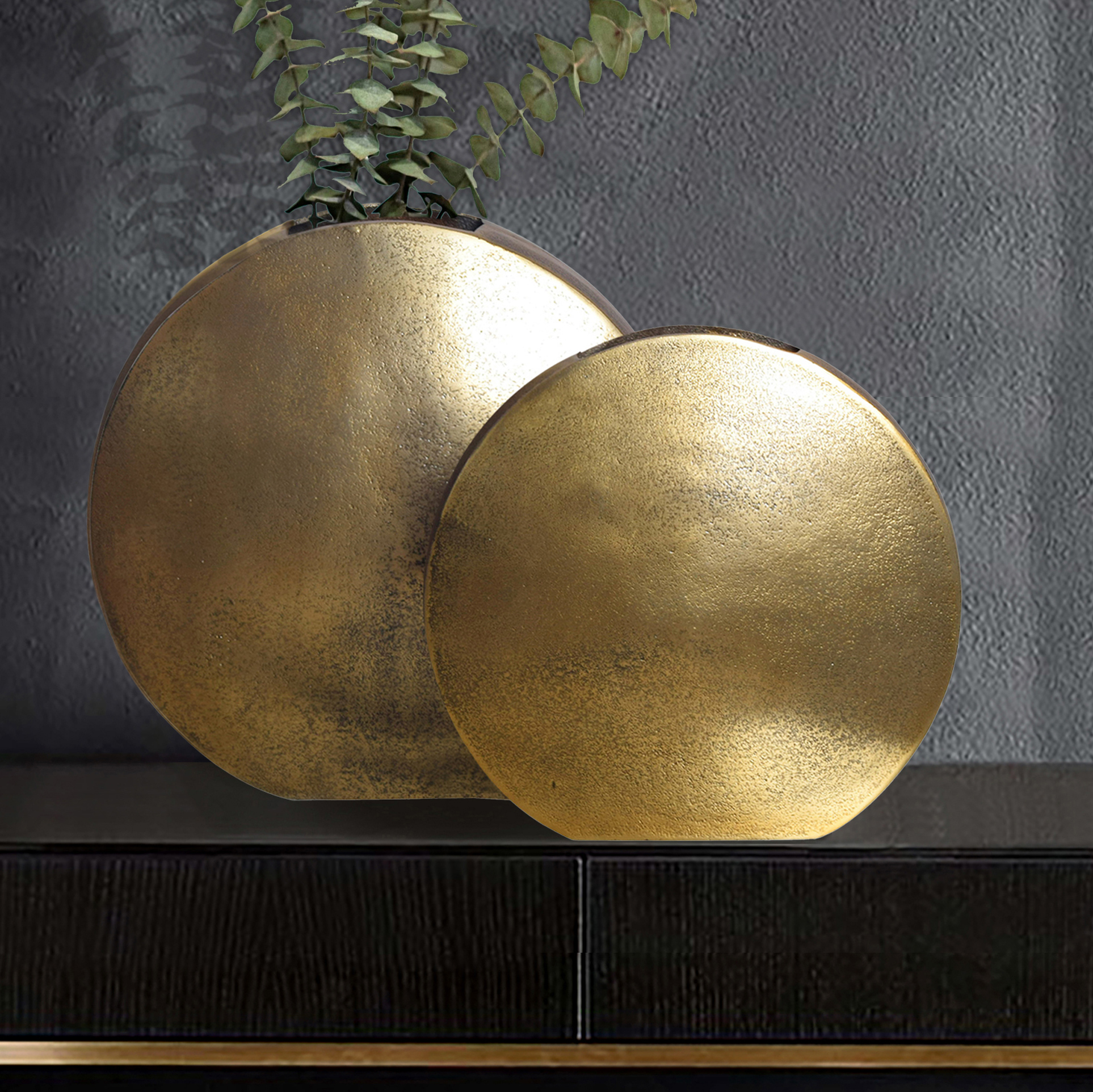 Tischvase Saltnes Aluminium Gold Ø 35 × H 34 cm