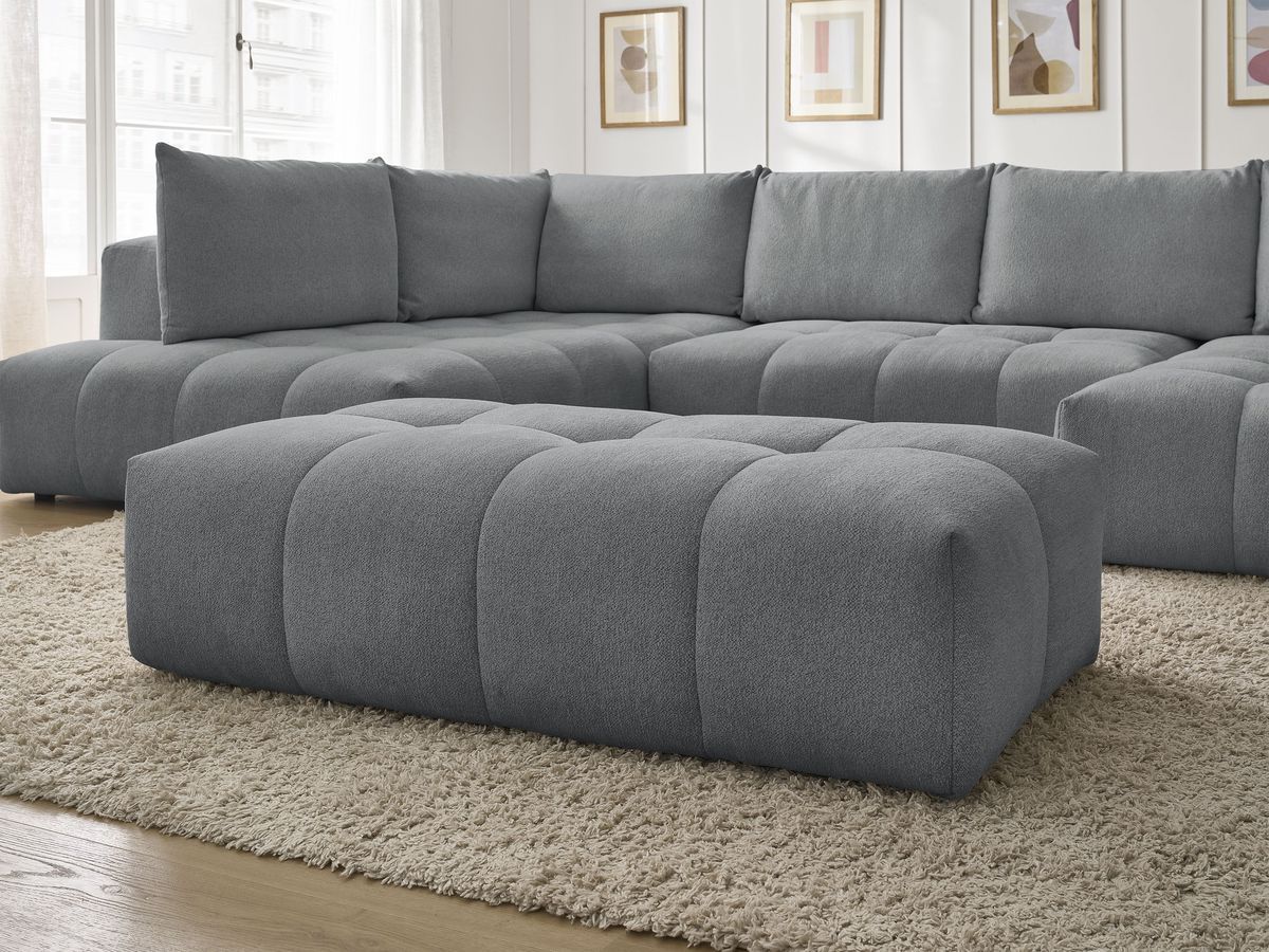 Bobochic Everest Wohnlandschaft mit Pouf, 6 Kissen Melange-Stoff Dunkelgrau Ecke rechts