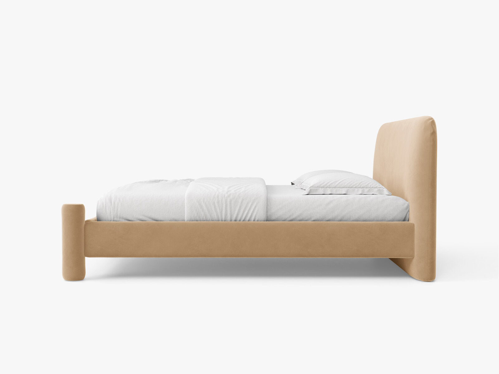 Micadoni Vera Bett mit Kopfteil Samt Casino Mandelbeige 140x200