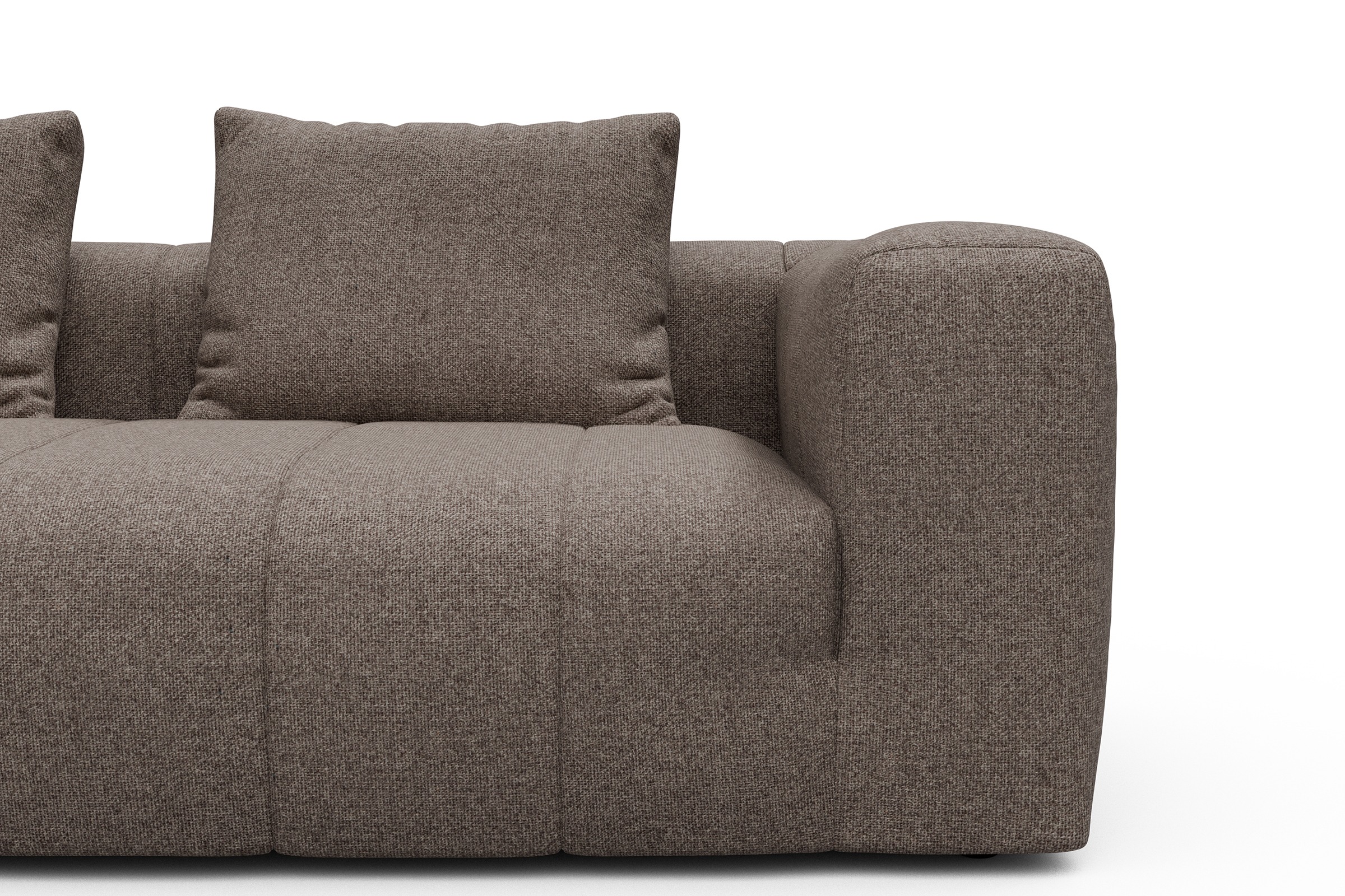 Ecksofa Hugo 2,5-Sitzer Armlehne rechts mit Chaiselongue Sama-Stone