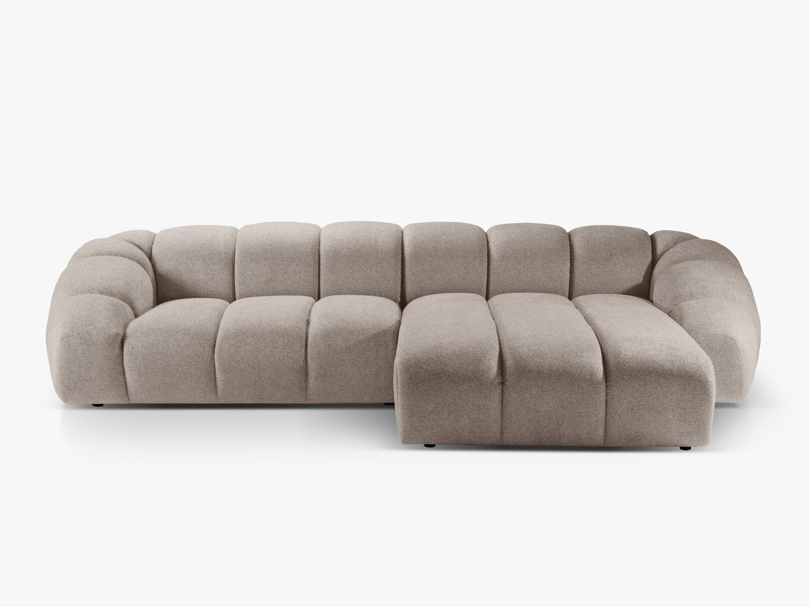 Micadoni Ecksofa Diana 4-Sitzer Rechts Strukturierter Samtstoff Dunkelbeige
