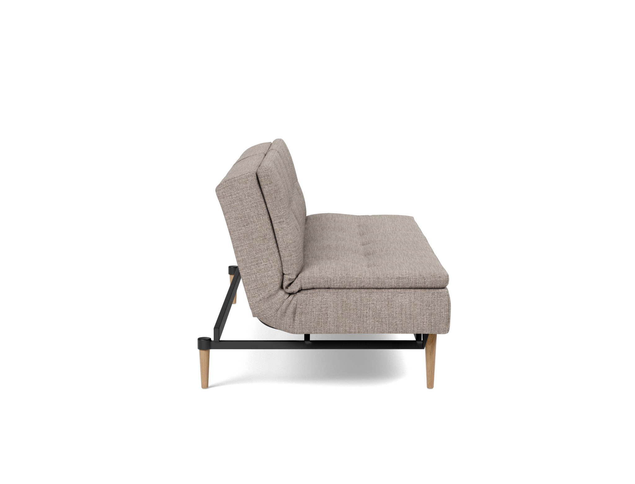Schlafsofa Dublexo Chenille Yuveno 472-Warm-Grey Beine Styletto Eiche hell