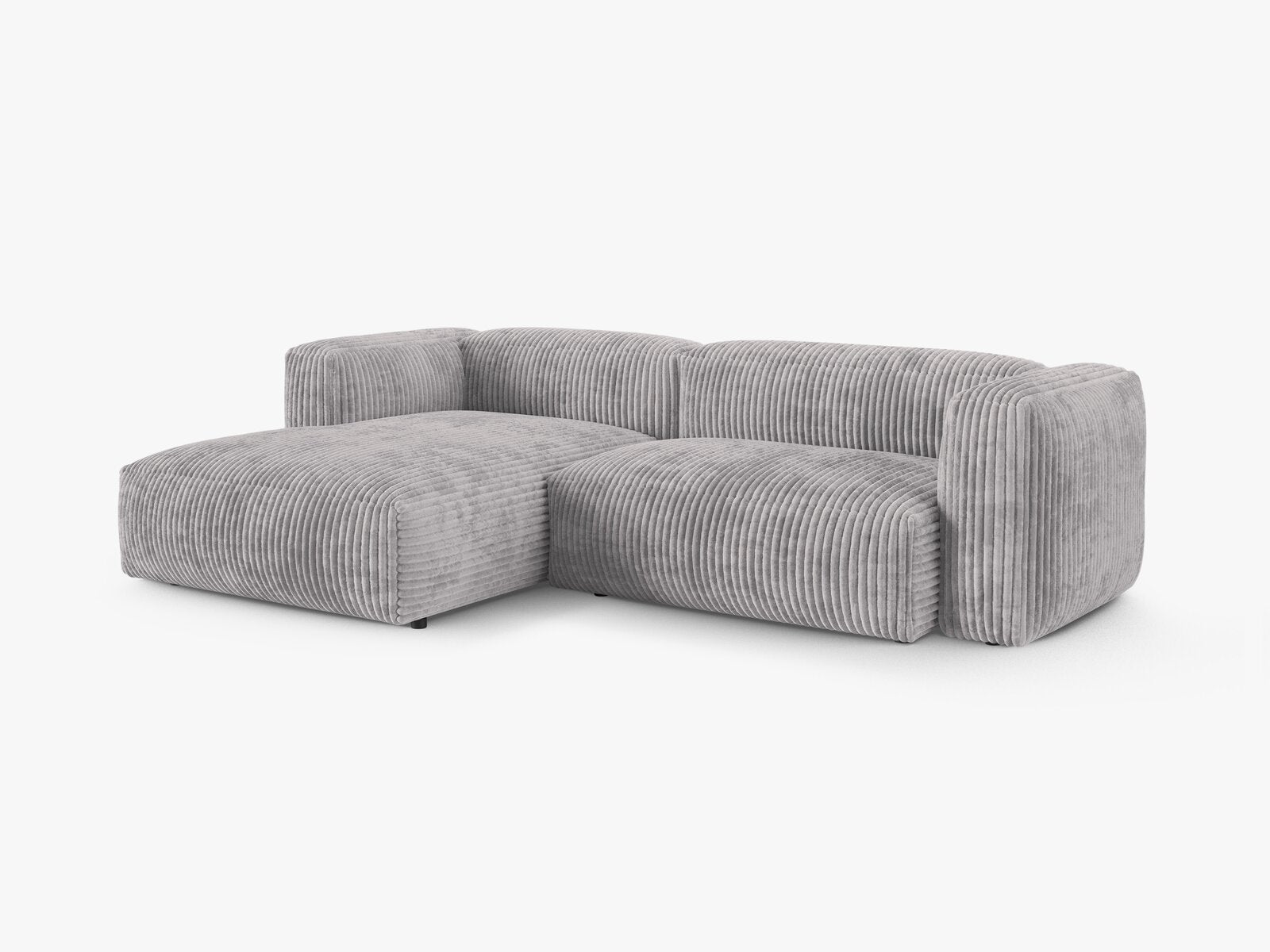 Micadoni Ecksofa Martina 2-Sitzer 90cm Sitztiefe Links Kord Tilia Hellgrau