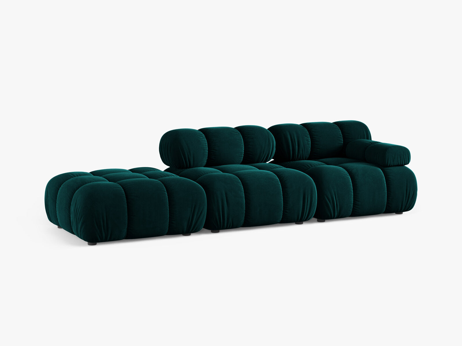 Micadoni Modulares Sofa Bellis 4-Sitzer Links Samt Venus Dunkel Petrol