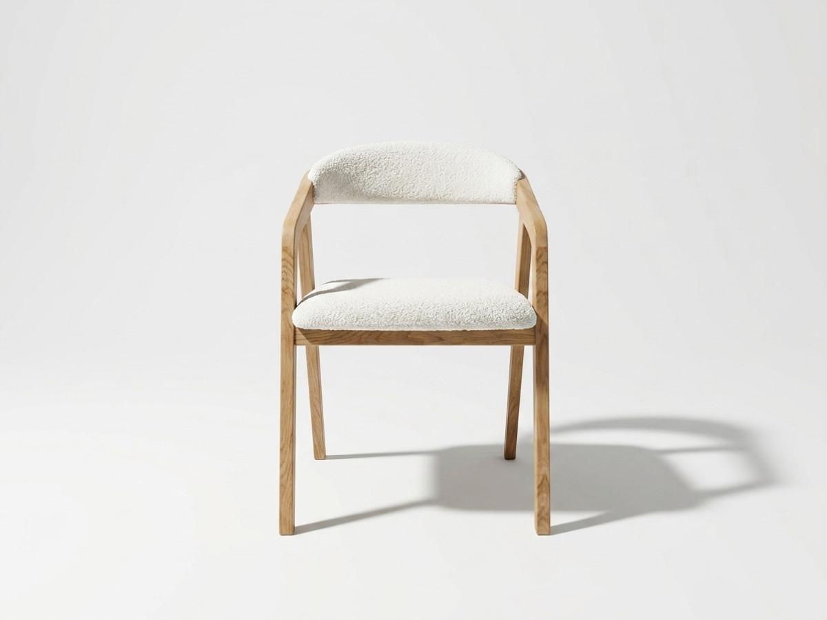 Bobochic Prisca Esszimmerstuhl 2er-Set Bouclé-Stoff Weiß