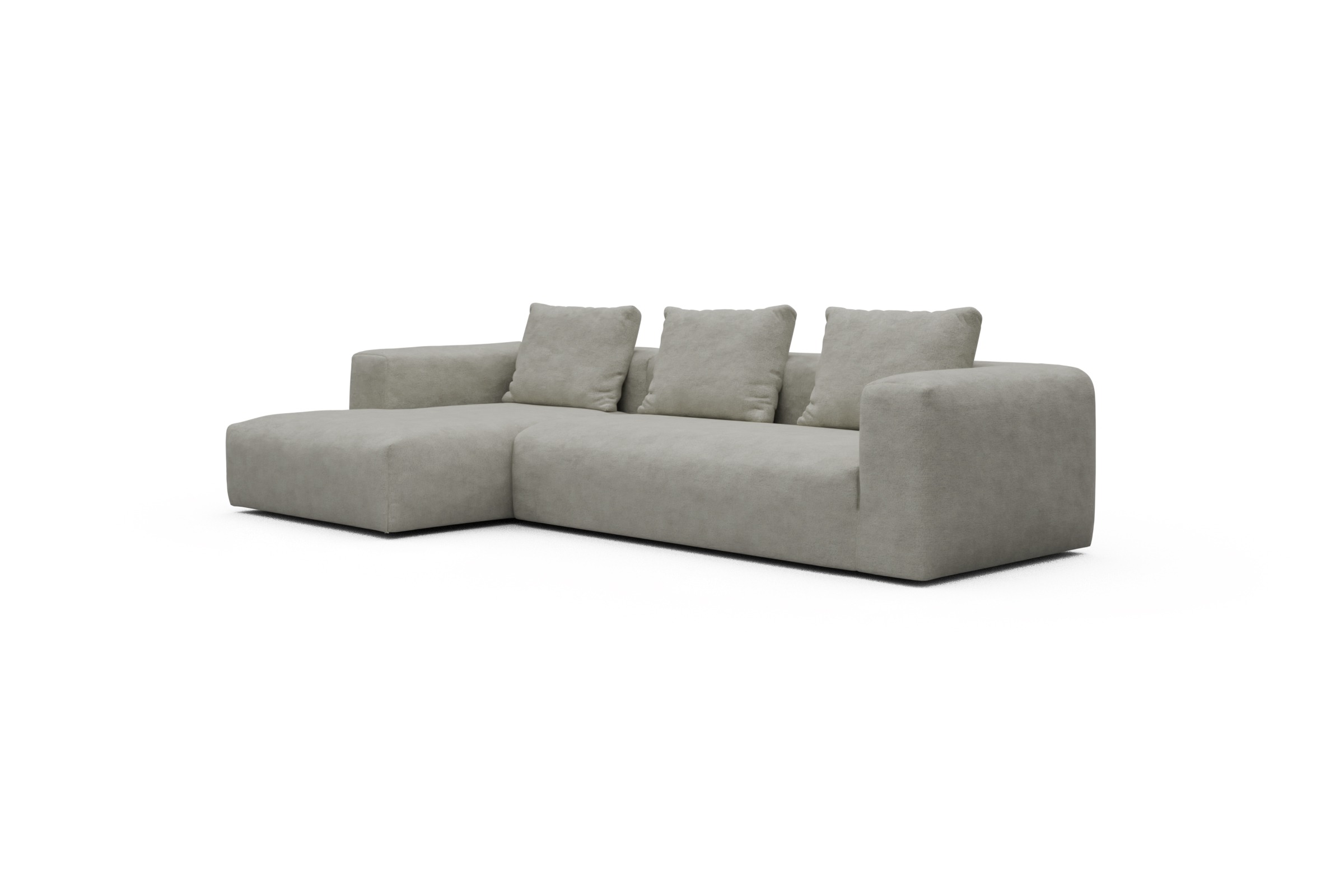 Ecksofa Fred Chaiselongue links mit 2,5-Sitzer Carreno-Moon-Stone-White
