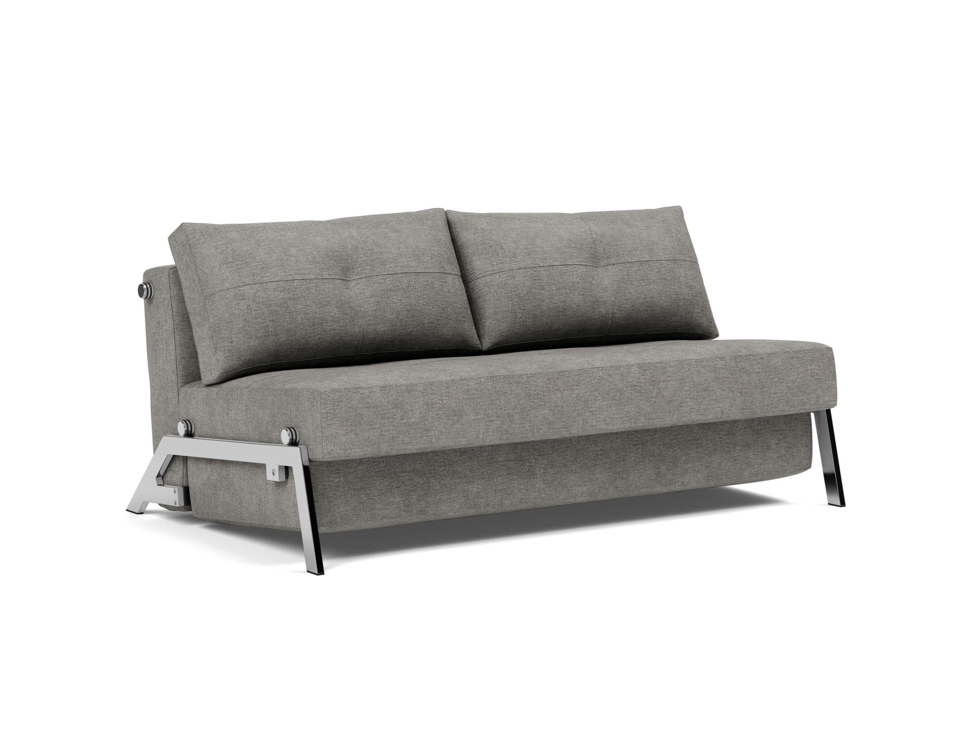 Schlafsofa Cubed 160 Flachgewebe Avella 282-Warm-Grey Beine Chrom