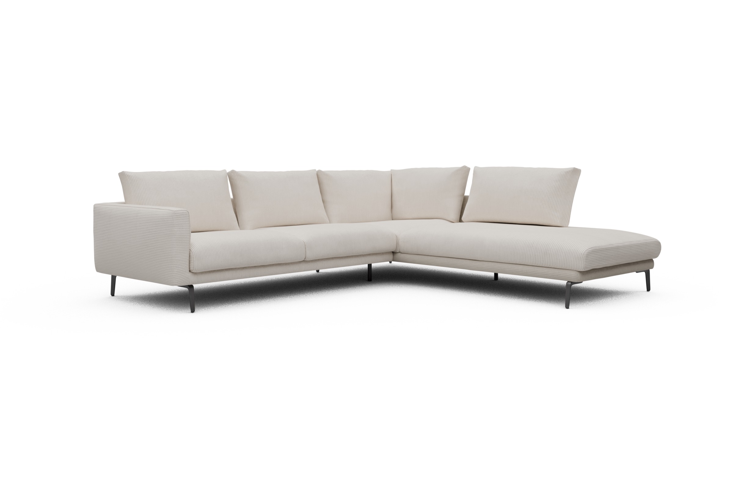 Ecksofa Karl Relax-Ecke rechts mit 2,5-Sitzer Corduroy-Ivory
