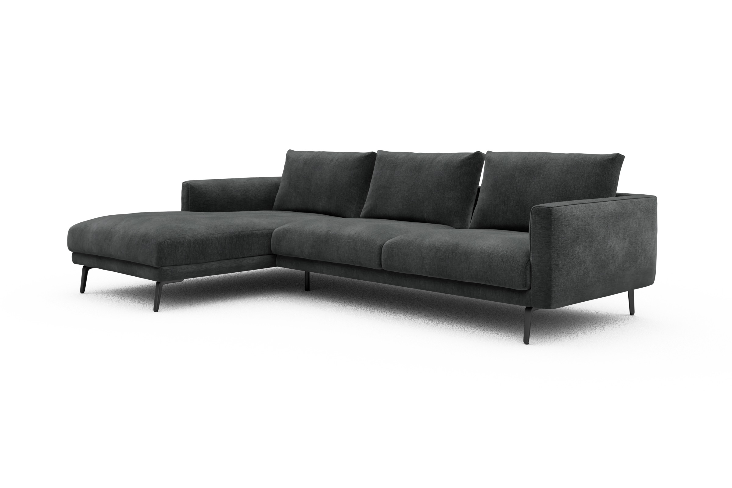Ecksofa Karl Chaiselongue links mit 2,5-Sitzer Smooth-Deep-Warm-Grey