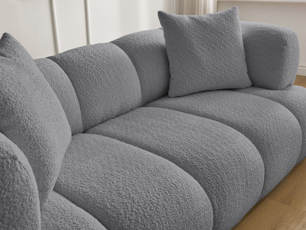 Bobochic Pamira Sofa 2-Sitzer Bouclé-Stoff Dunkelgrau