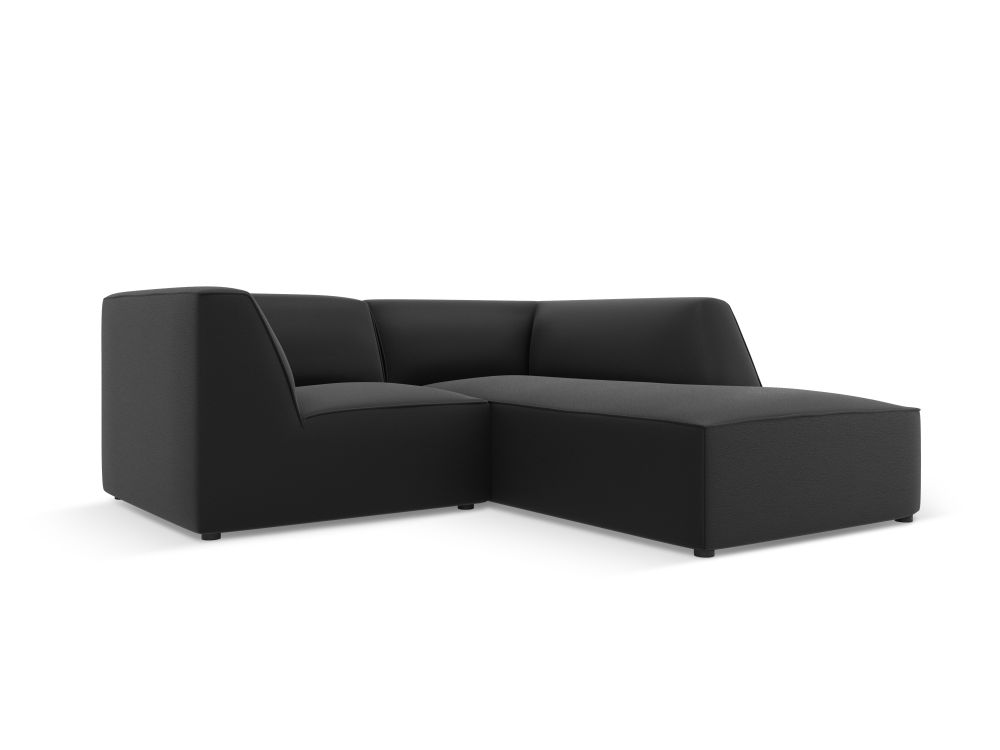 Cosmopolitan Design Ecksofa Siena 3-Sitzer Kunstleder Pacifico Schwarz Rechts