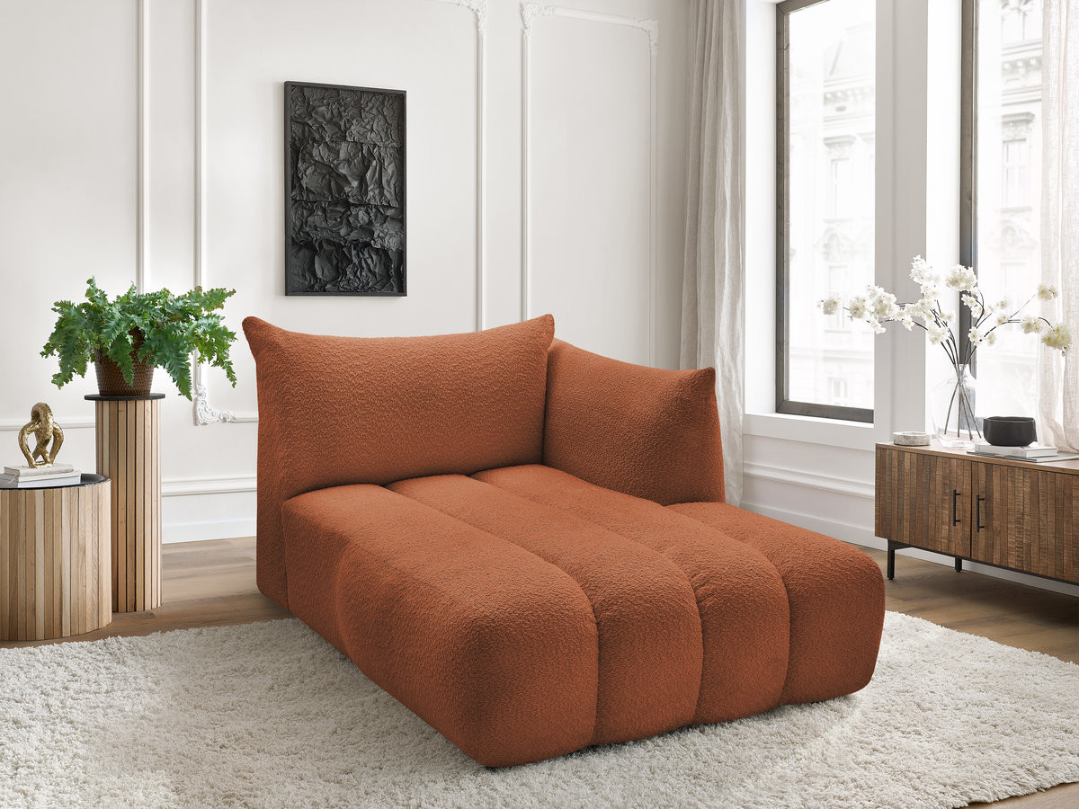 Bobochic Azra Méridienne-Modul Bouclé-Stoff Orange Ecke rechts