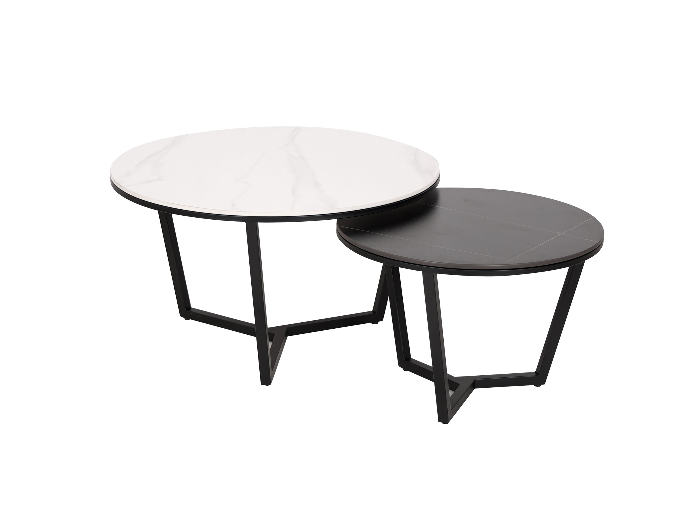 Livin Hill Couchtisch Set Modig Schwarze Beine, schwarz/weiße Tischplatte M66