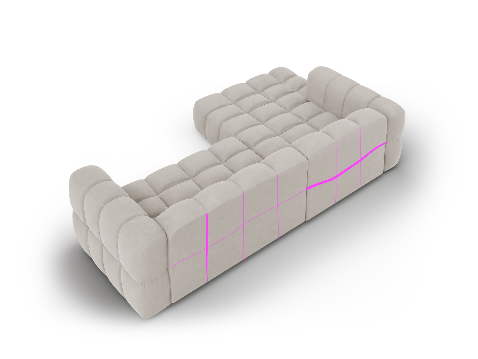 Cosmopolitan Design Ecksofa Sky 4-Sitzer mittlere Version Samt Casino Helles Beige Links