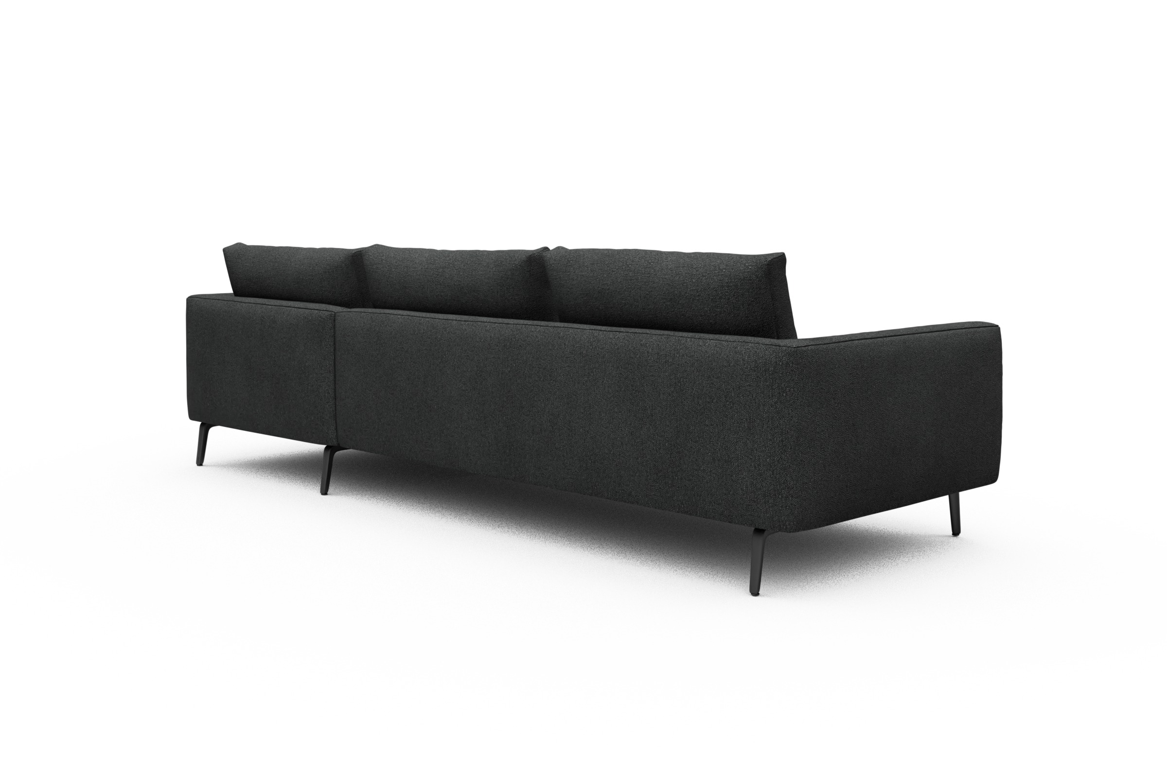 Ecksofa Karl Chaiselongue rechts mit 2,5-Sitzer Boucle-Charcoal