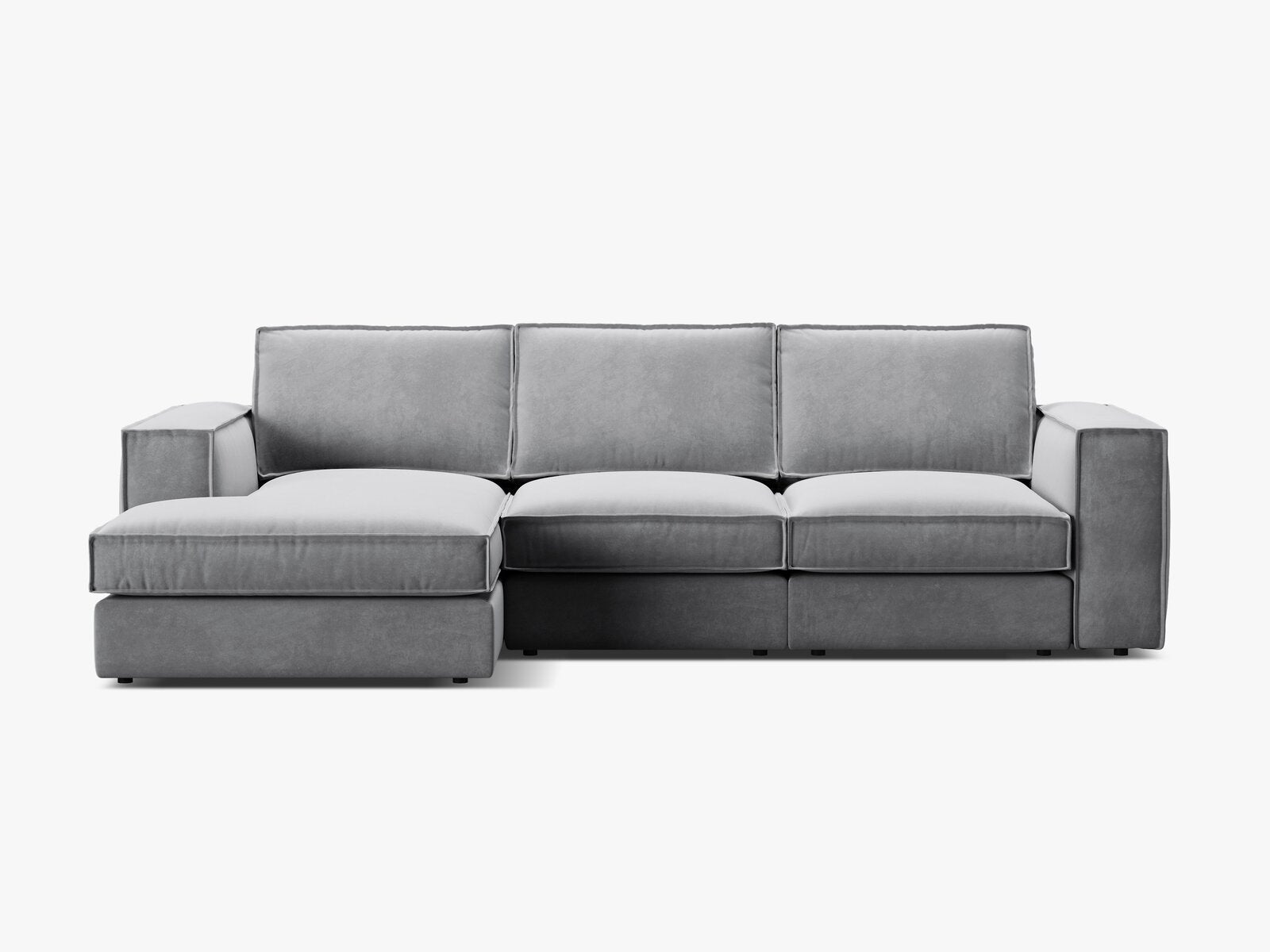 Micadoni modulares Ecksofa Pola 3-Sitzer Links Samt Salvador Grau