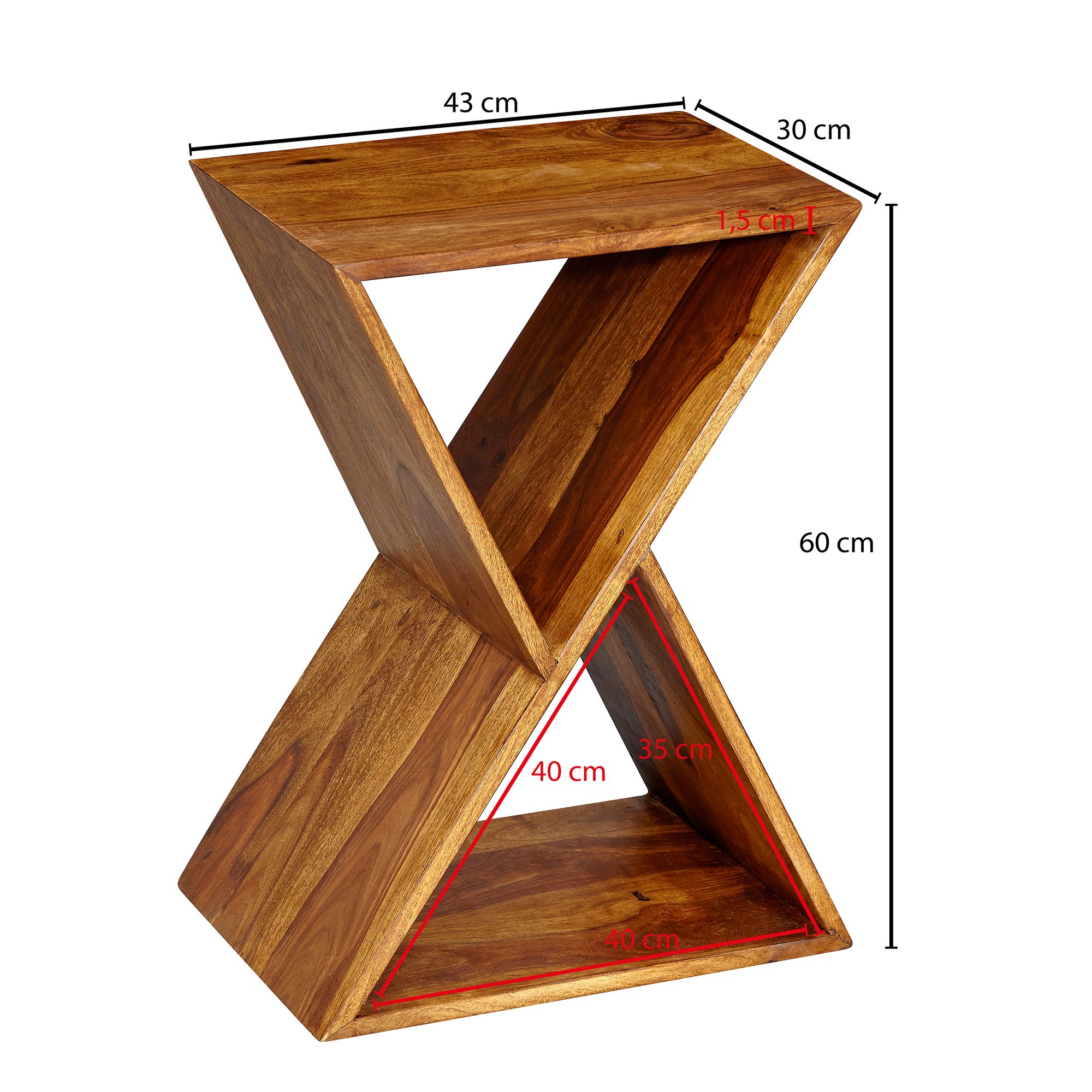 Beistelltisch Fugloy Massivholz Braun 43 × 30 × 60 cm