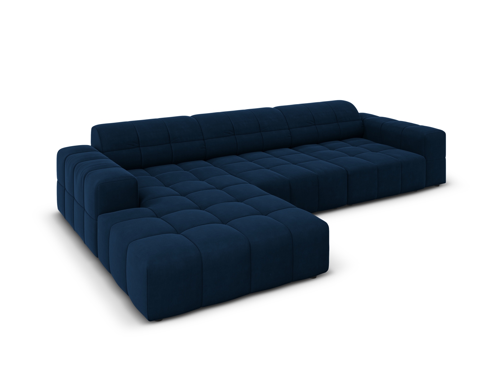Cosmopolitan Design Ecksofa Chicago 4-Sitzer Samt Bluvel Königsblau Links